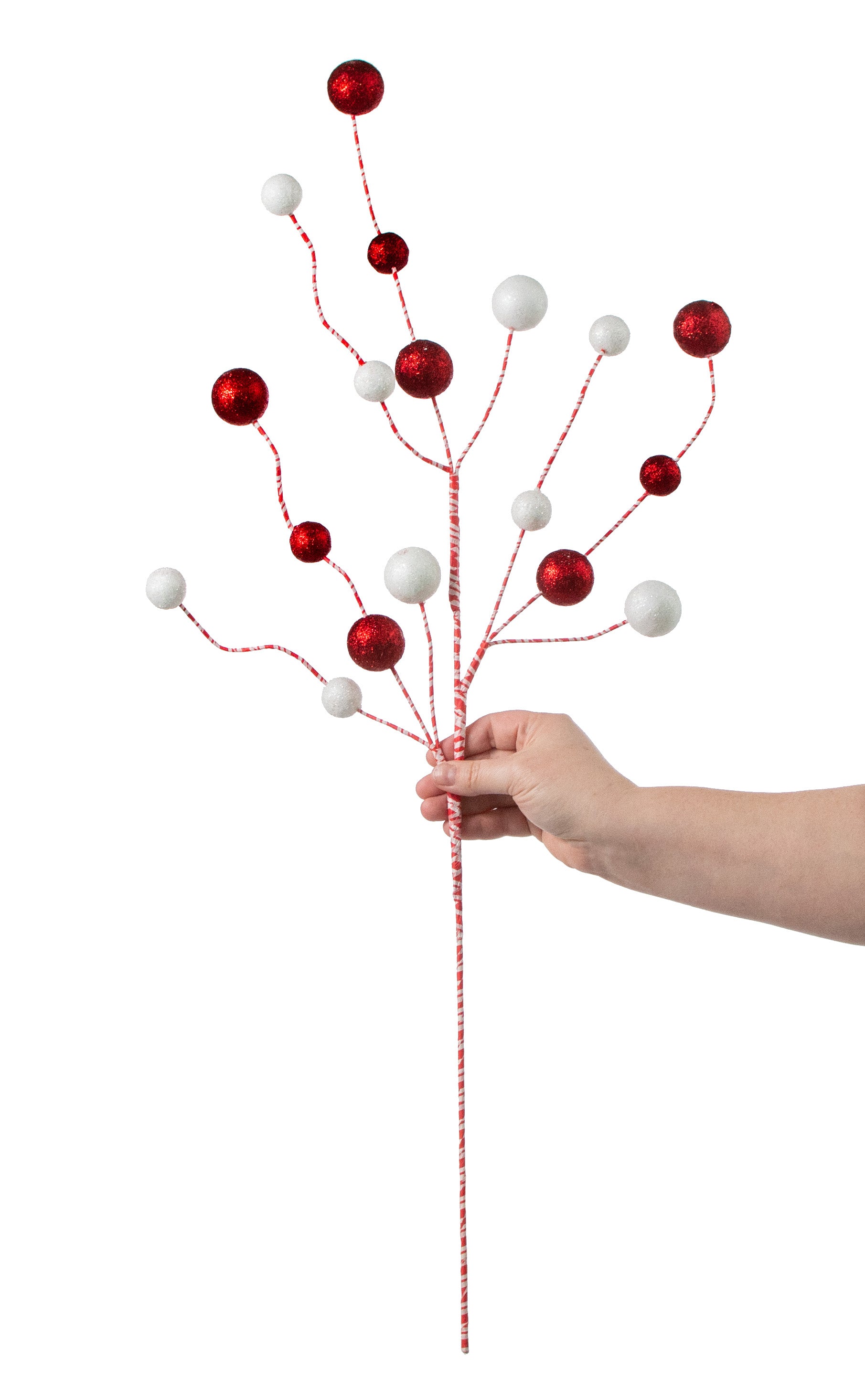 31" Glitter Ball Spray: Red & White detail photo 3
