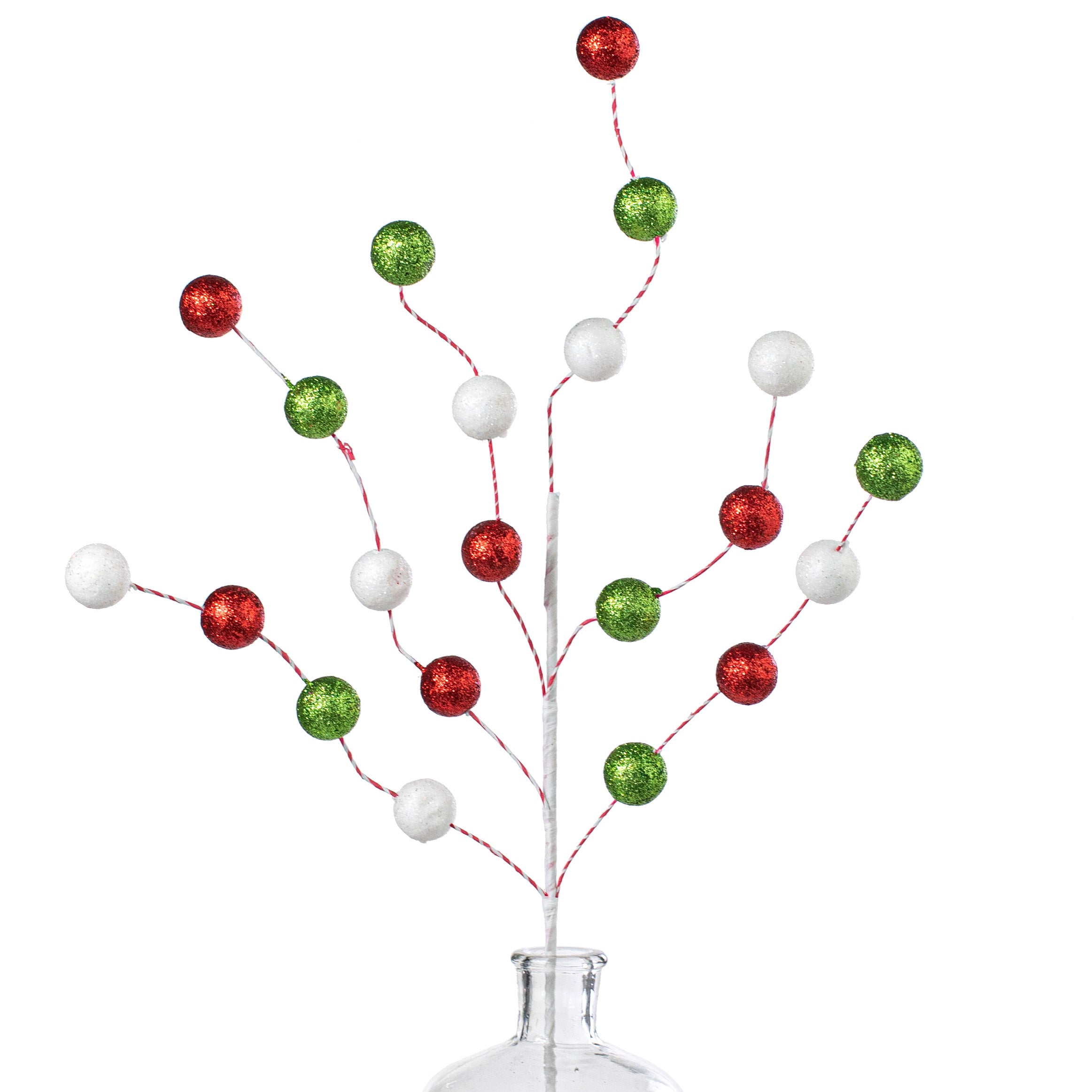 27" Glitter Ball Spray: Red, White, Green Item Number: 85844RWG