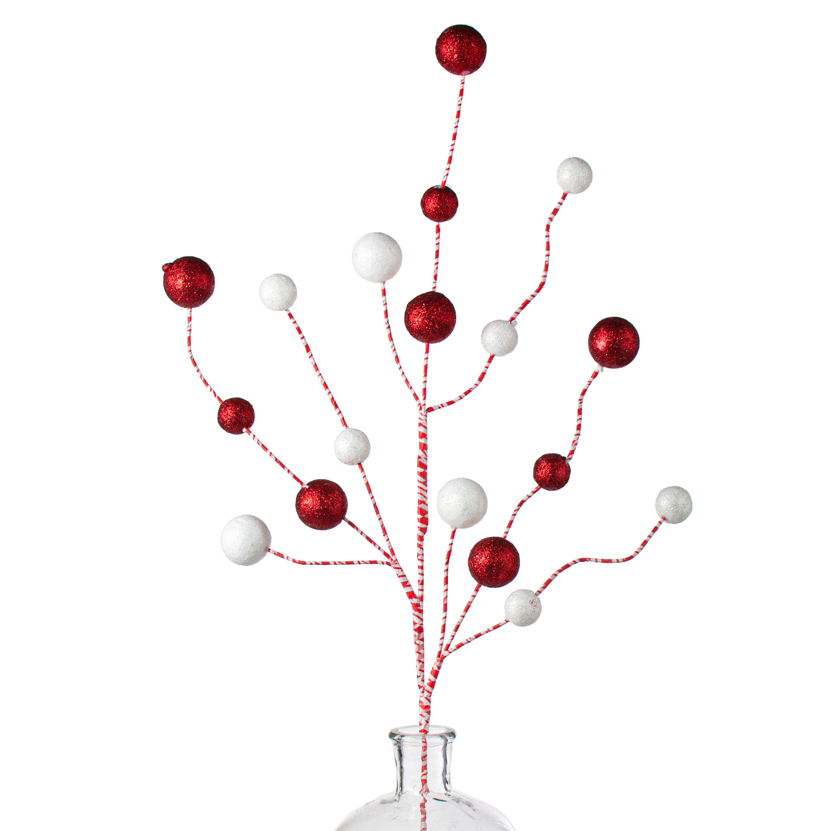 31" Glitter Ball Spray: Red & White Item Number: XS999130