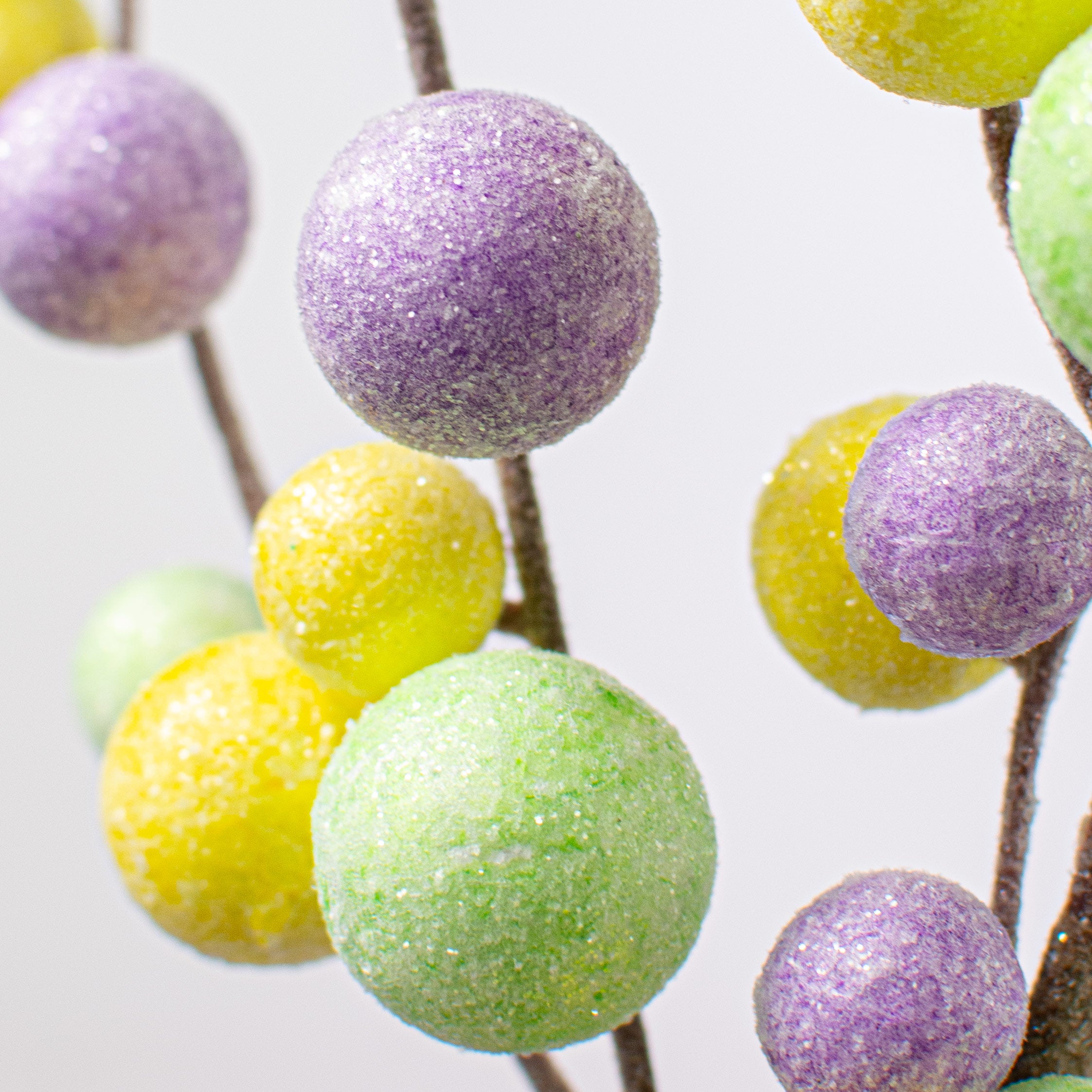 17" Glitter Ball Spray: Yellow, Light Green, Lavender Lifestyle Photo