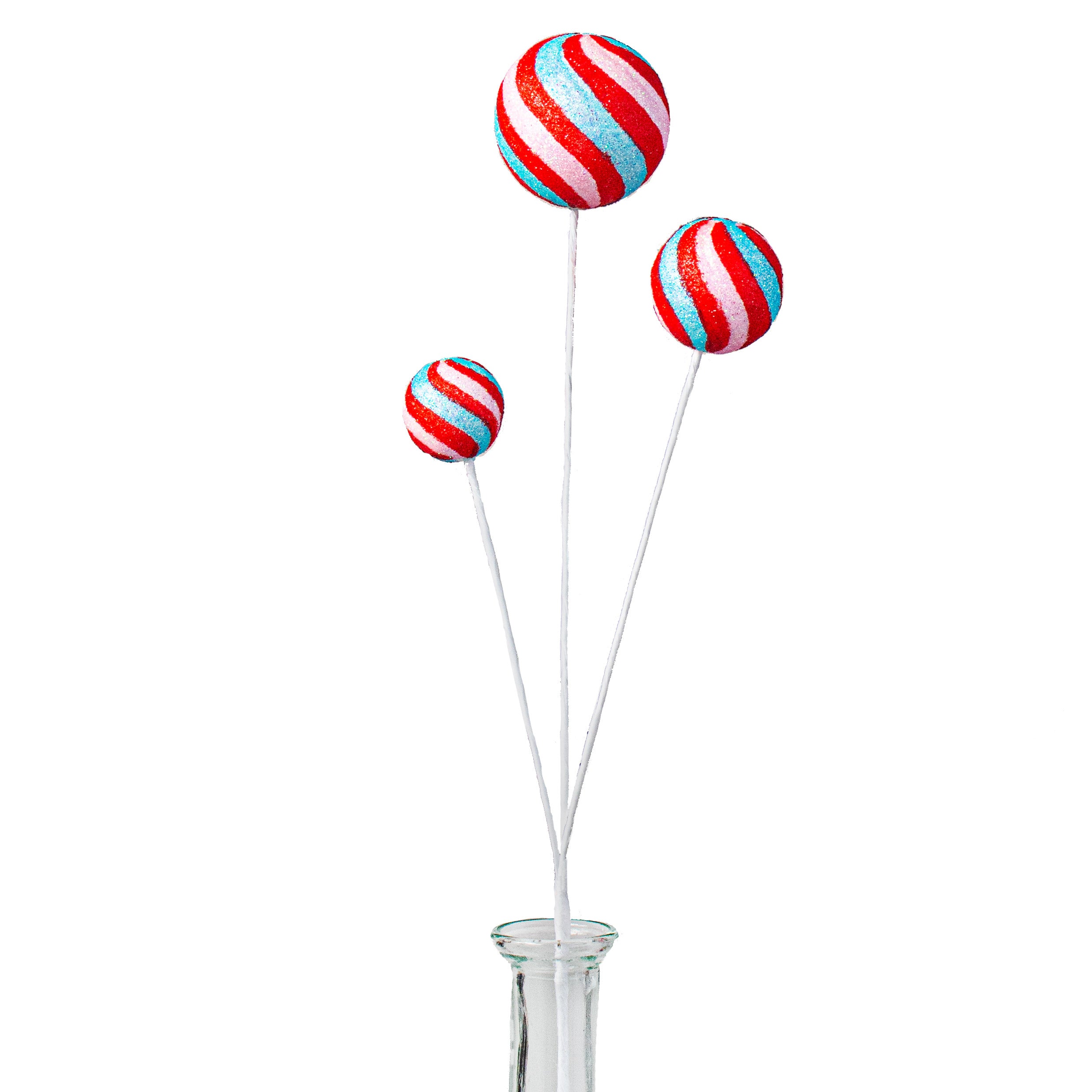 15" Glitter Ball With Stripes Pick: Red, Light Pink, Turquoise Item Number: XP3810N2
