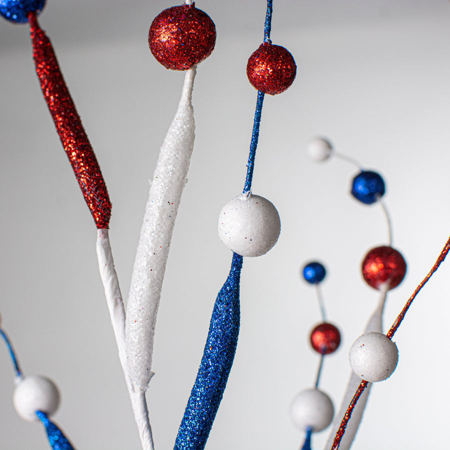 27" Glitter Ball Tubing Spray: Red, White, Blue Patriotic Lifestyle Photo