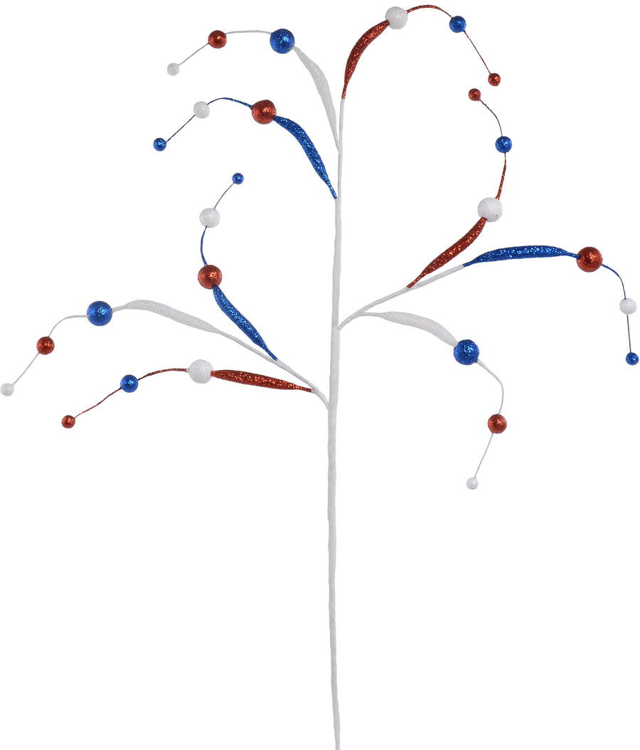 27" Glitter Ball Tubing Spray: Red, White, Blue Patriotic detail photo 4