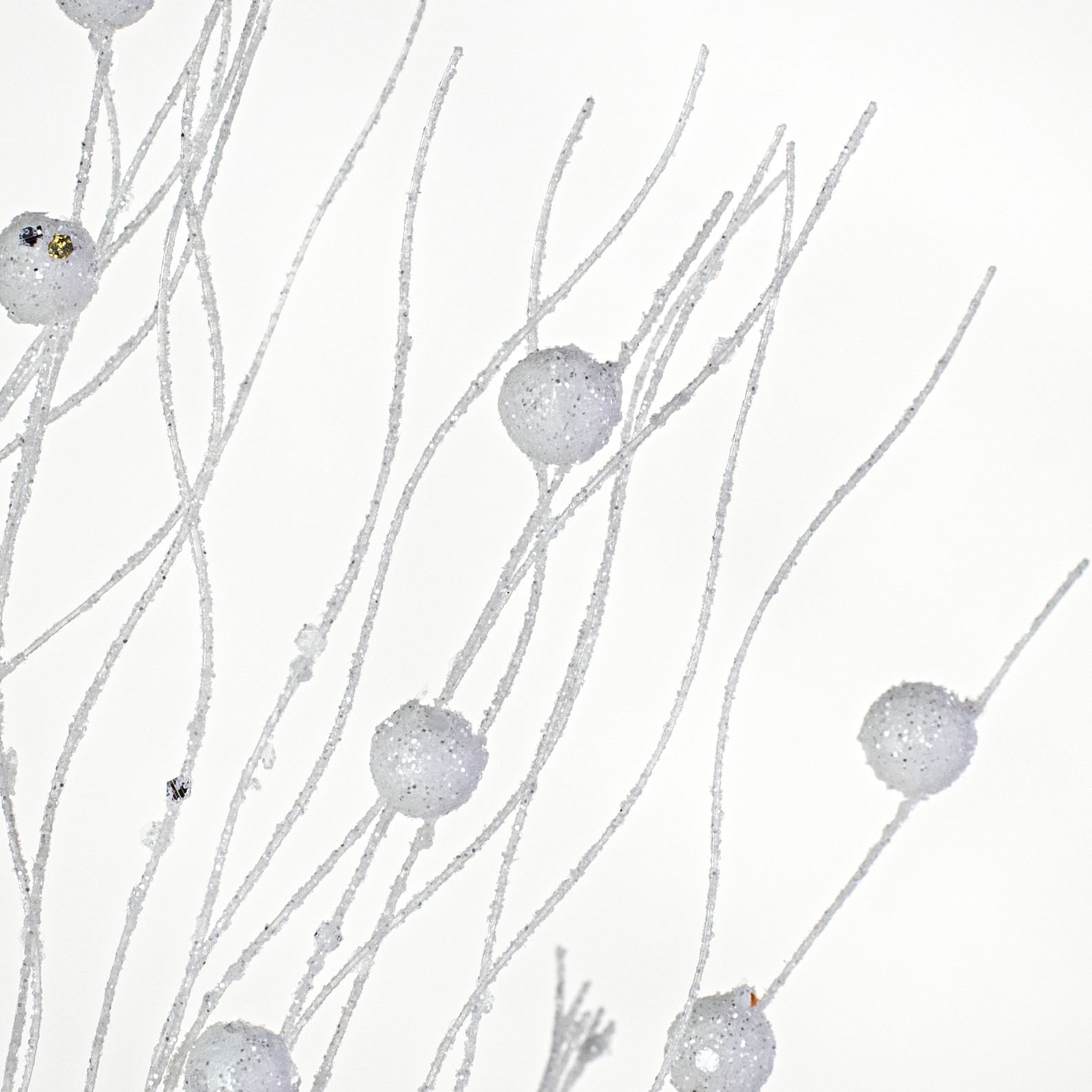 36" Glitter Ball Twig Spray: White Lifestyle Photo