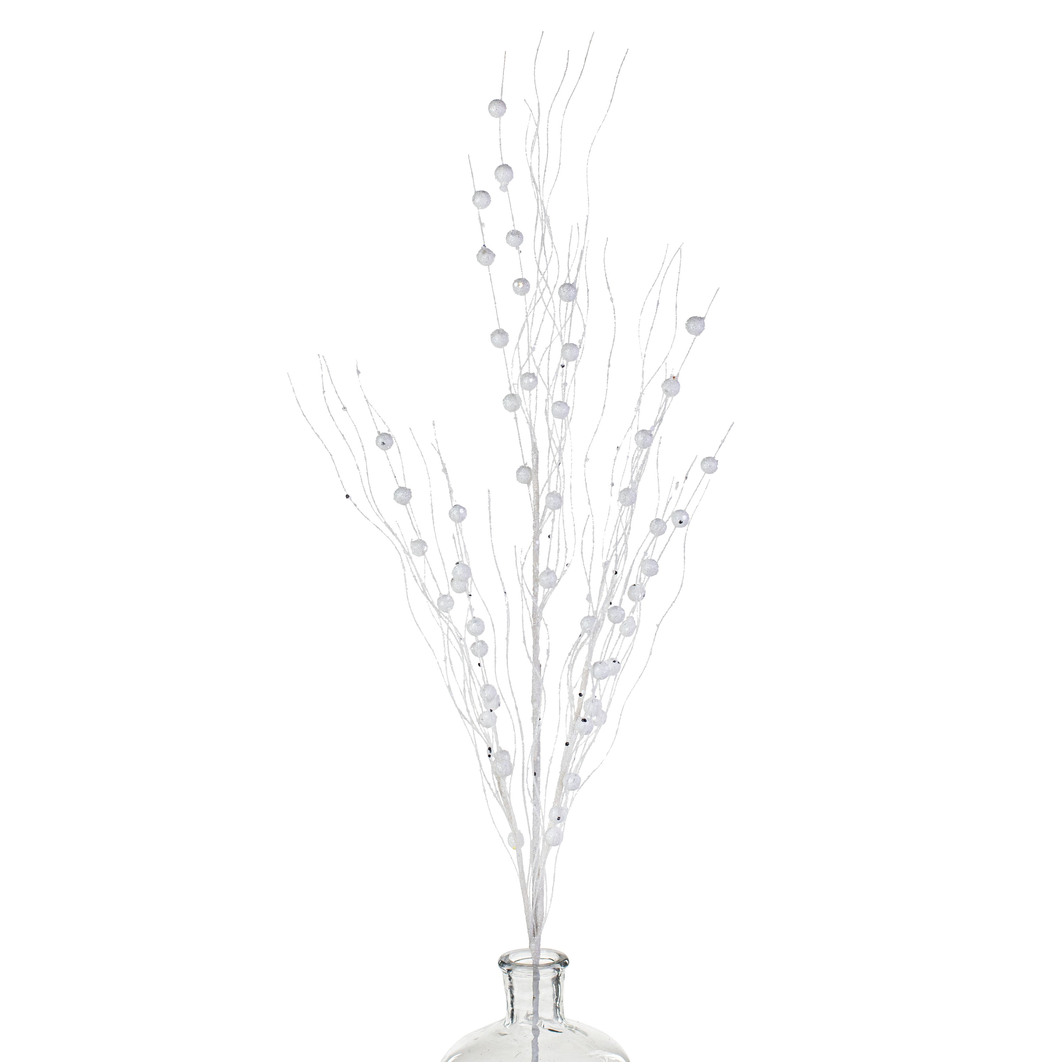 36" Glitter Ball Twig Spray: White Item Number: 84629WT
