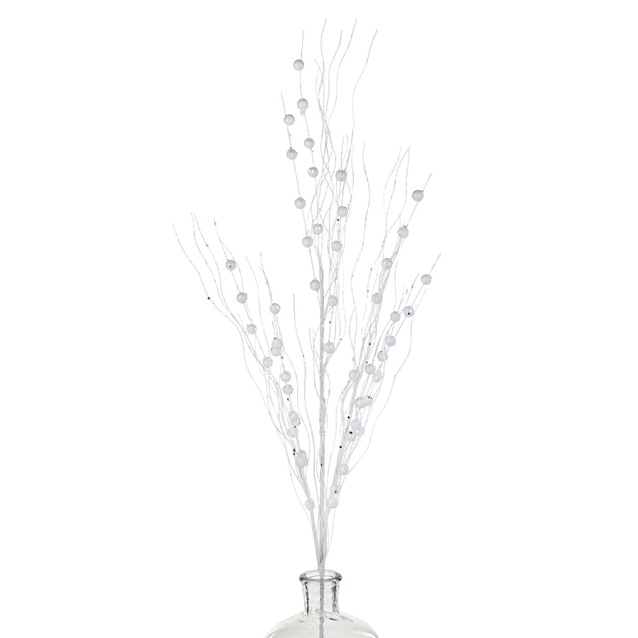 36" Glitter Ball Twig Spray: White Item Number: 84629WT