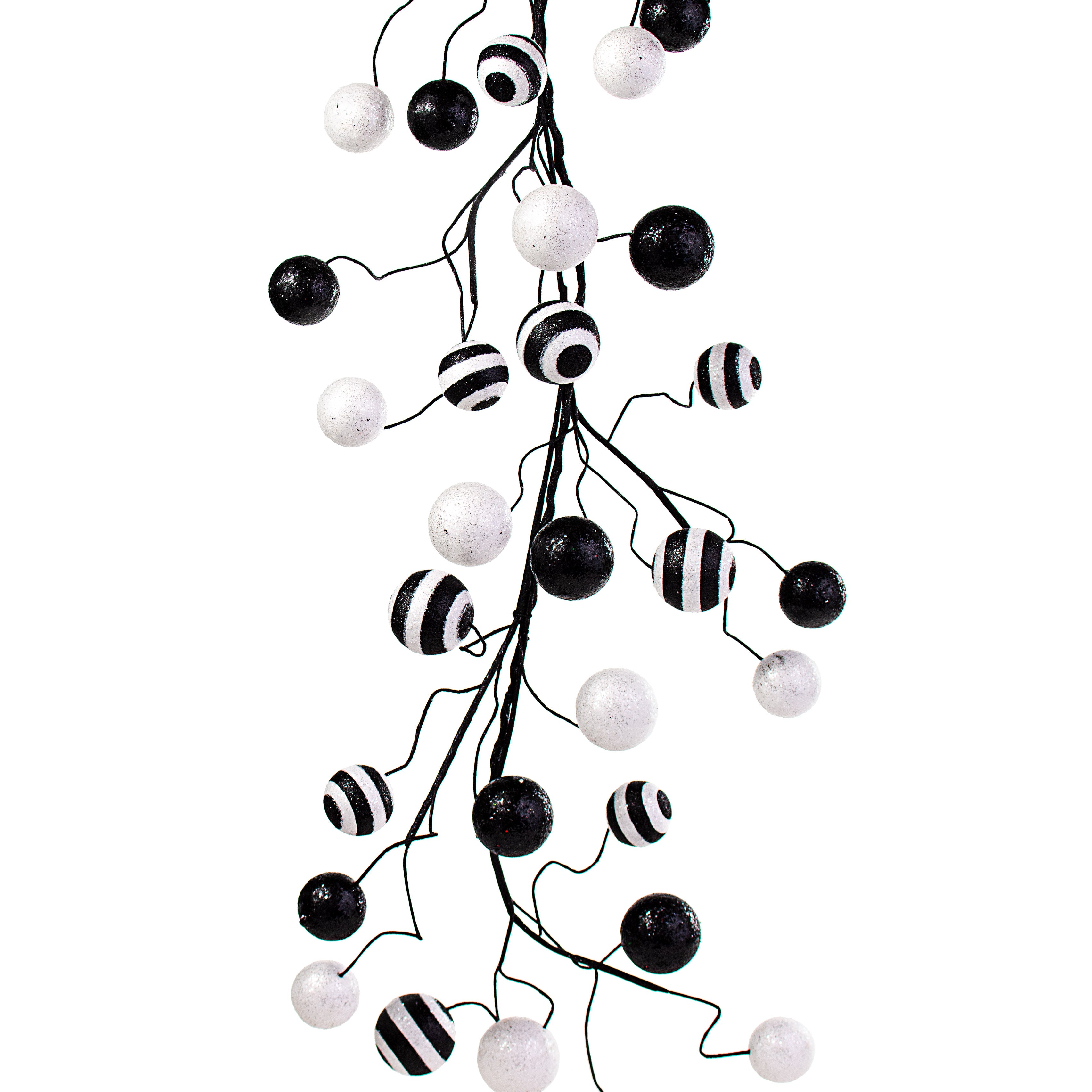 5' Glitter Ball Wired Garland: Black & White Item Number: XG6733M9