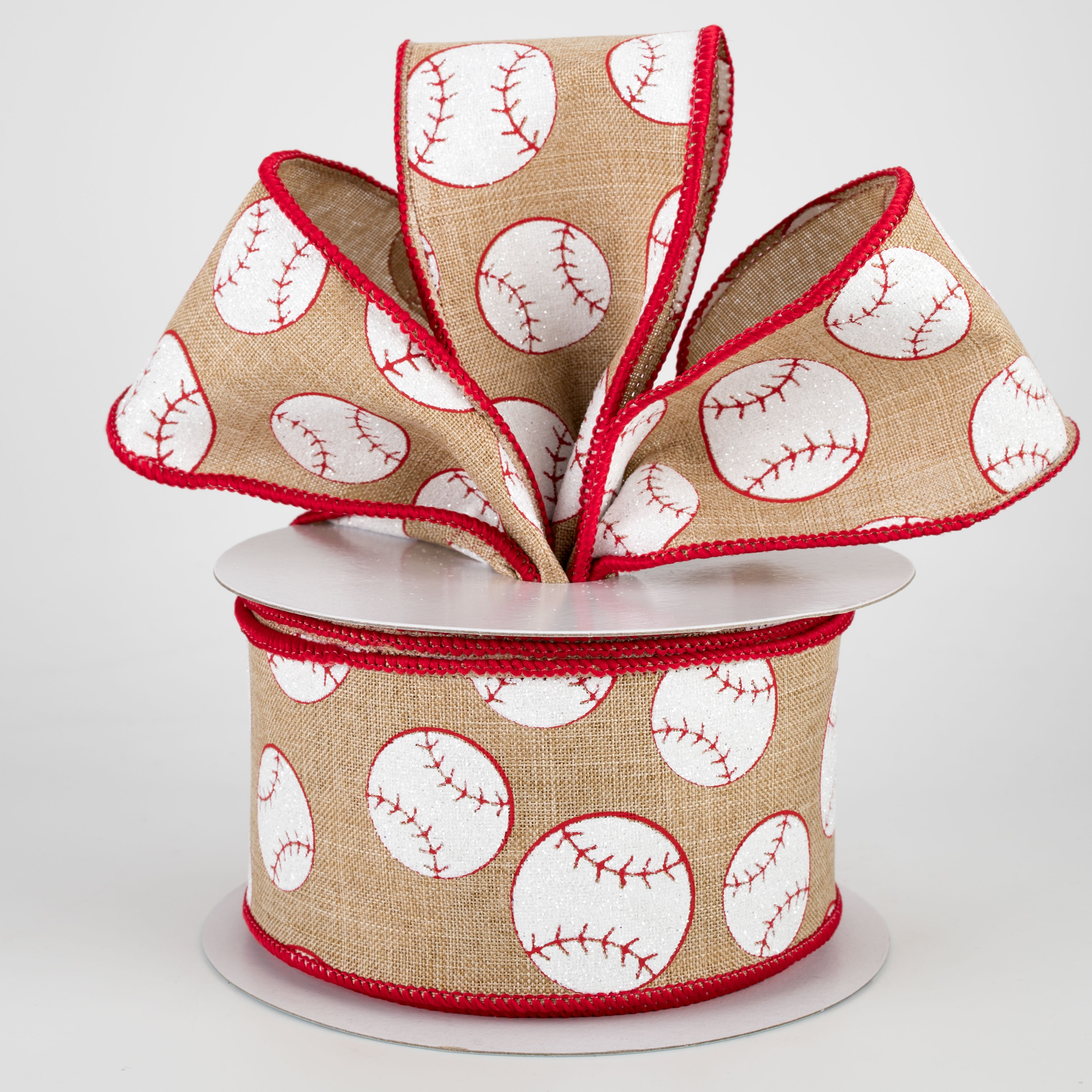 2.5" Glitter Baseball Ribbon: Light Beige (10 Yards) Lifestyle Photo