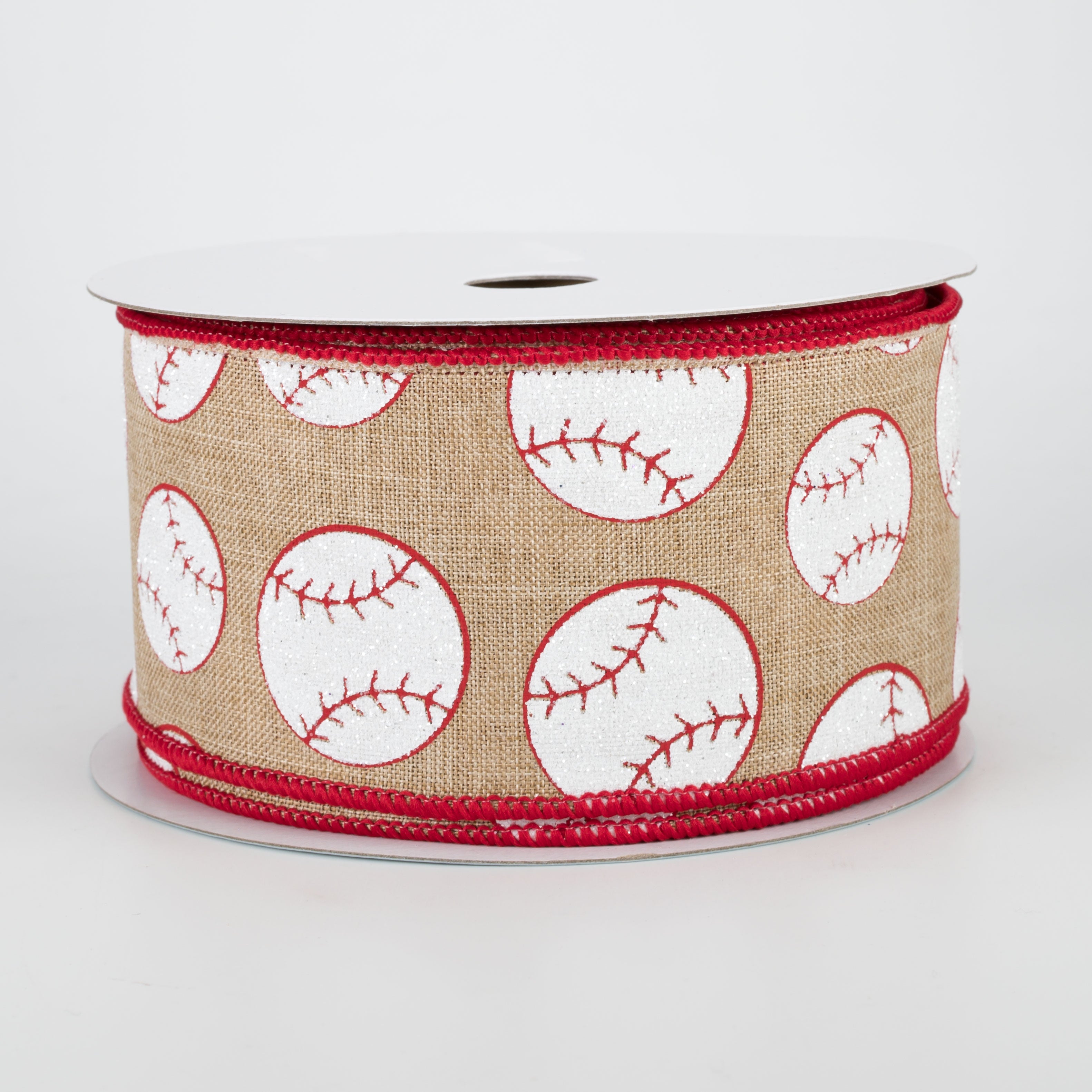 2.5" Glitter Baseball Ribbon: Light Beige (10 Yards)