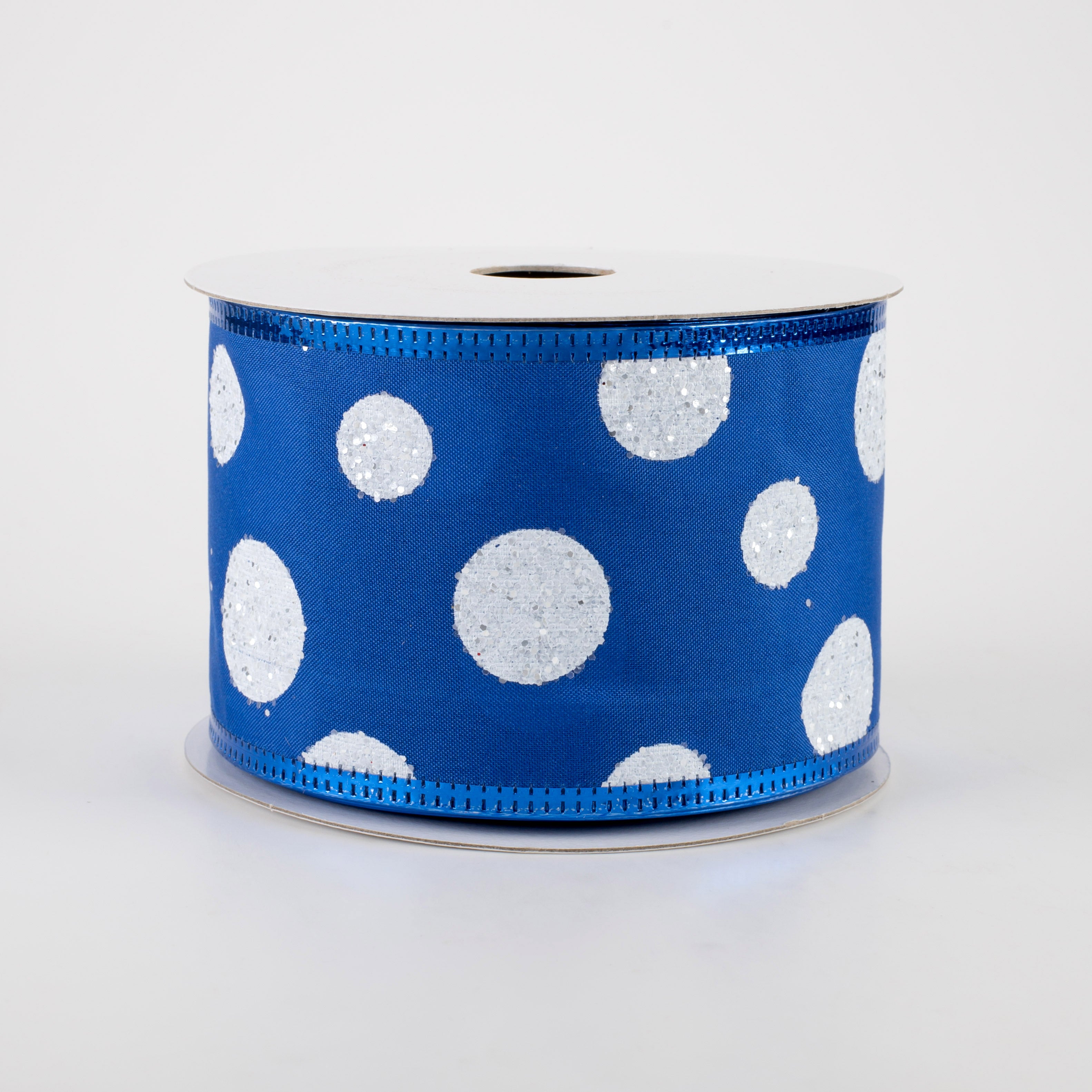 2.5" Glitter Big White Dots Ribbon: Royal Blue (10 Yards) Item Number: 75104-40-25