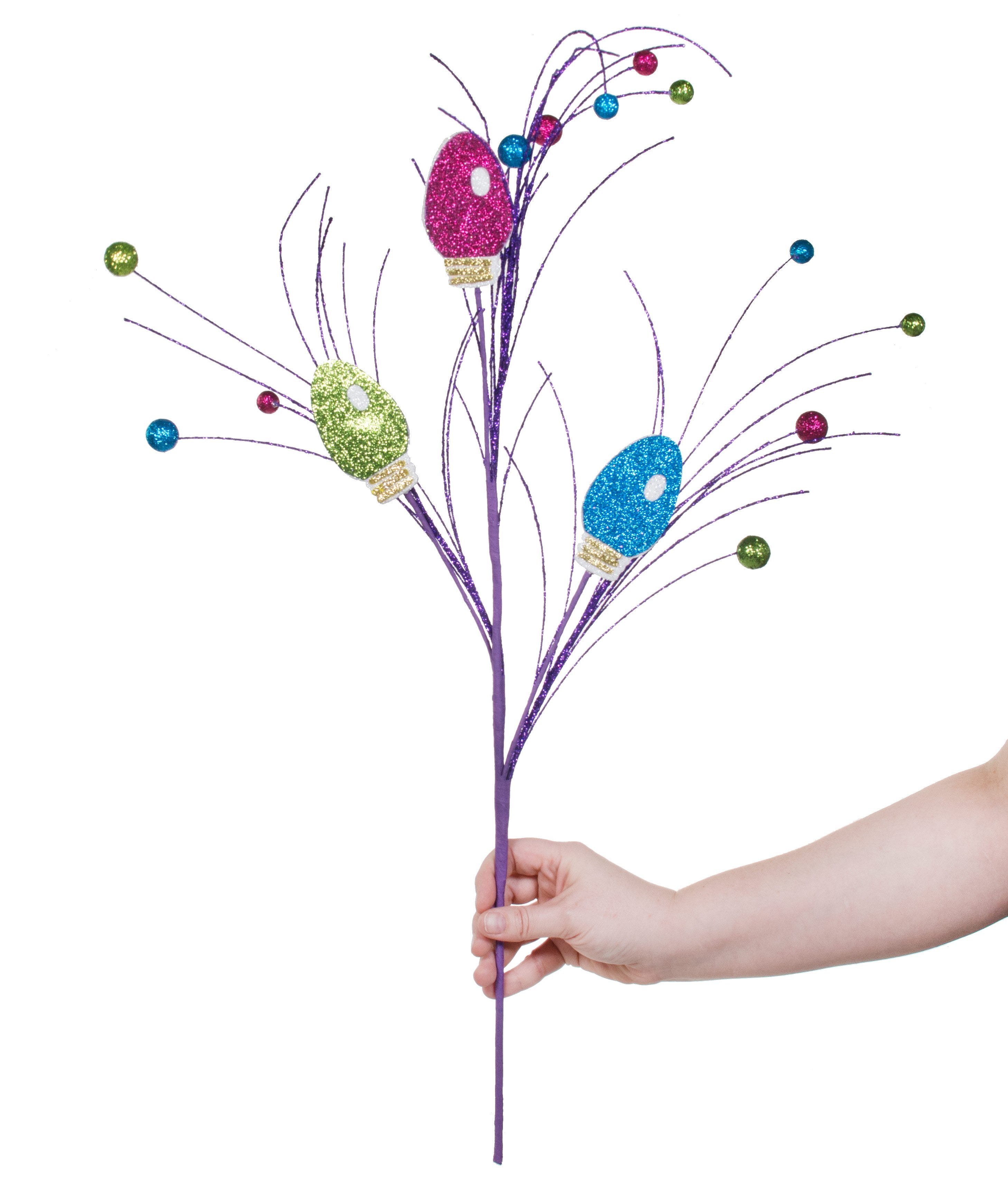 25" Glitter Bulb Spray: Lime, Fuchsia, Turquoise Lifestyle Photo