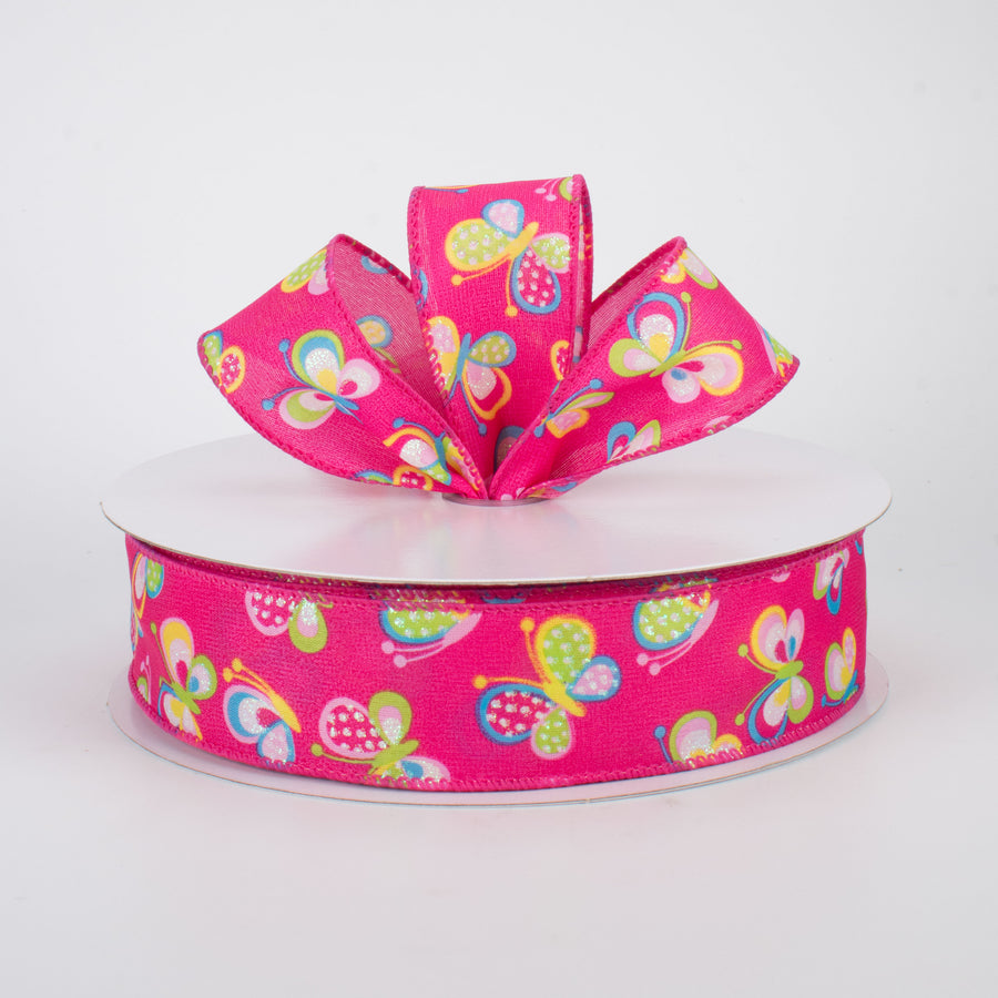 1.5" Glitter Butterfly Ribbon: Fuchsia (50 Yards) Lifestyle Photo