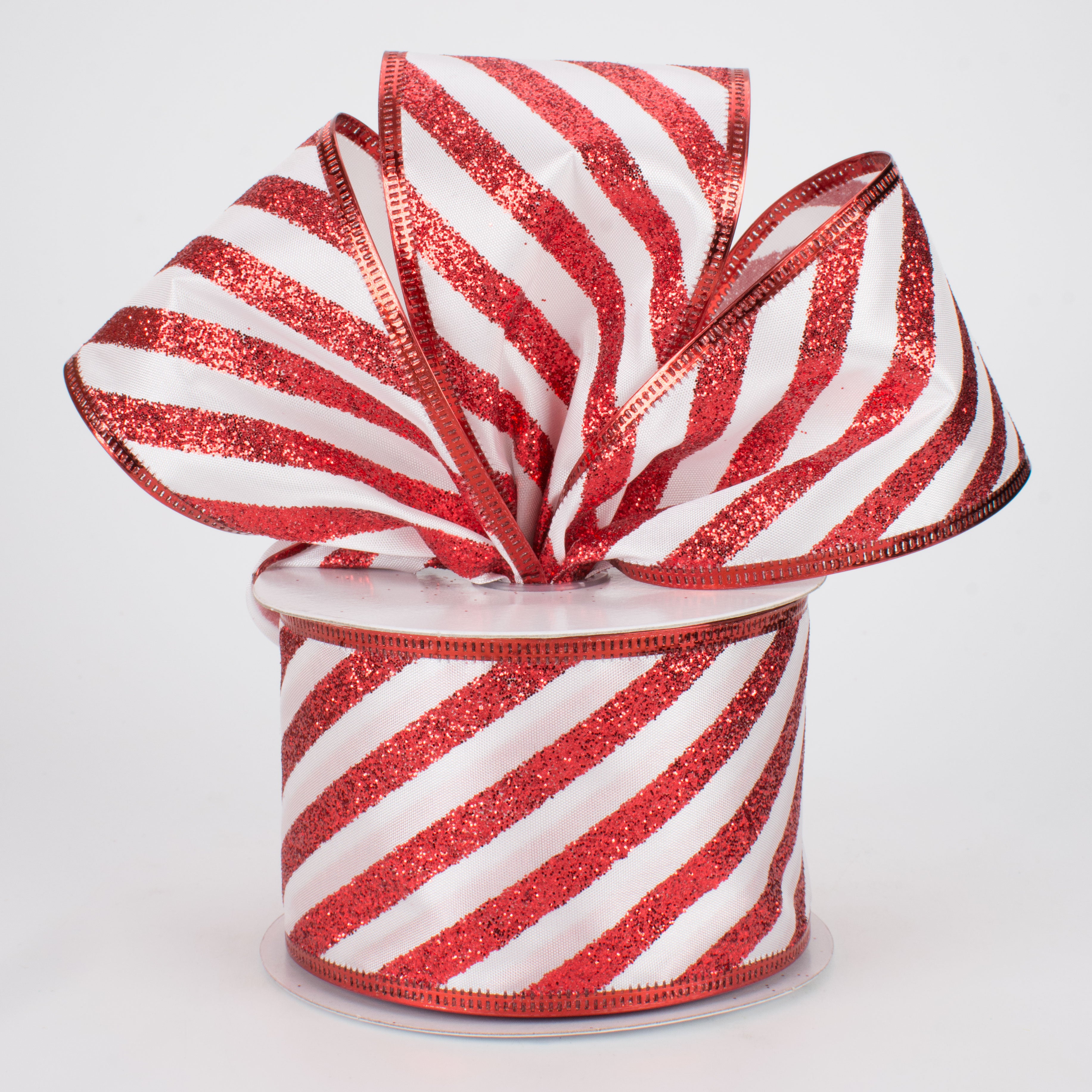 2.5" Glitter Candy Cane Stripe Ribbon (10 Yards) Lifestyle Photo