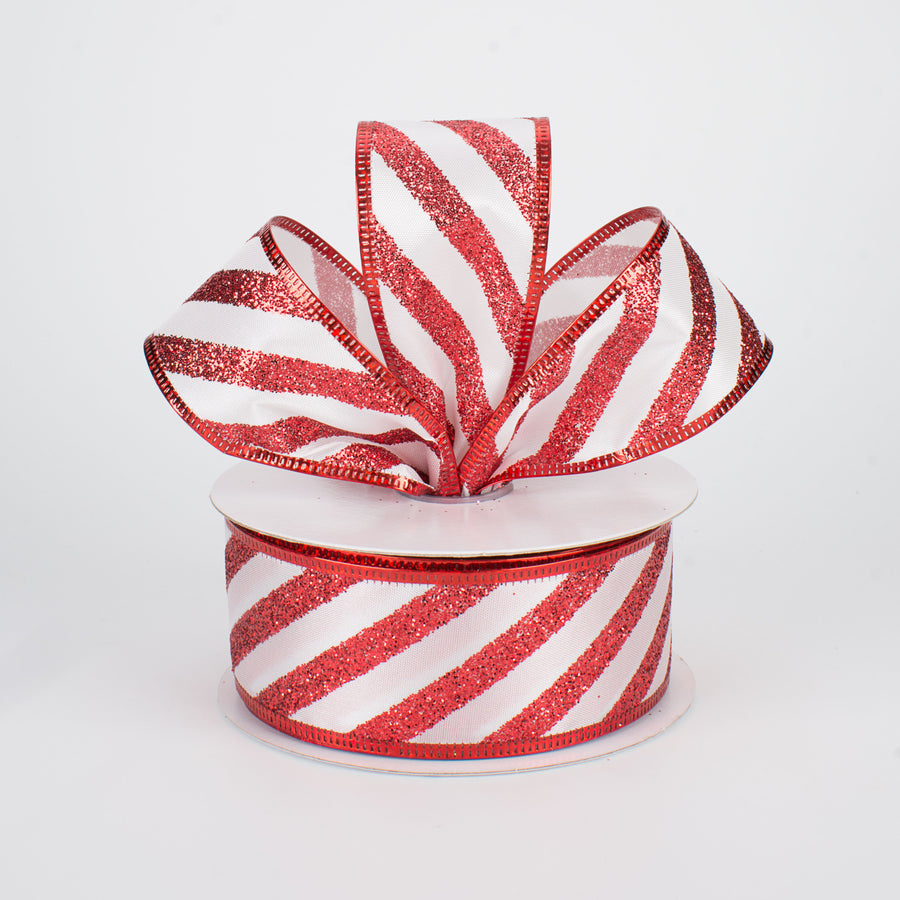 1.5" Glitter Candy Cane Stripe Ribbon (10 Yards) Lifestyle Photo