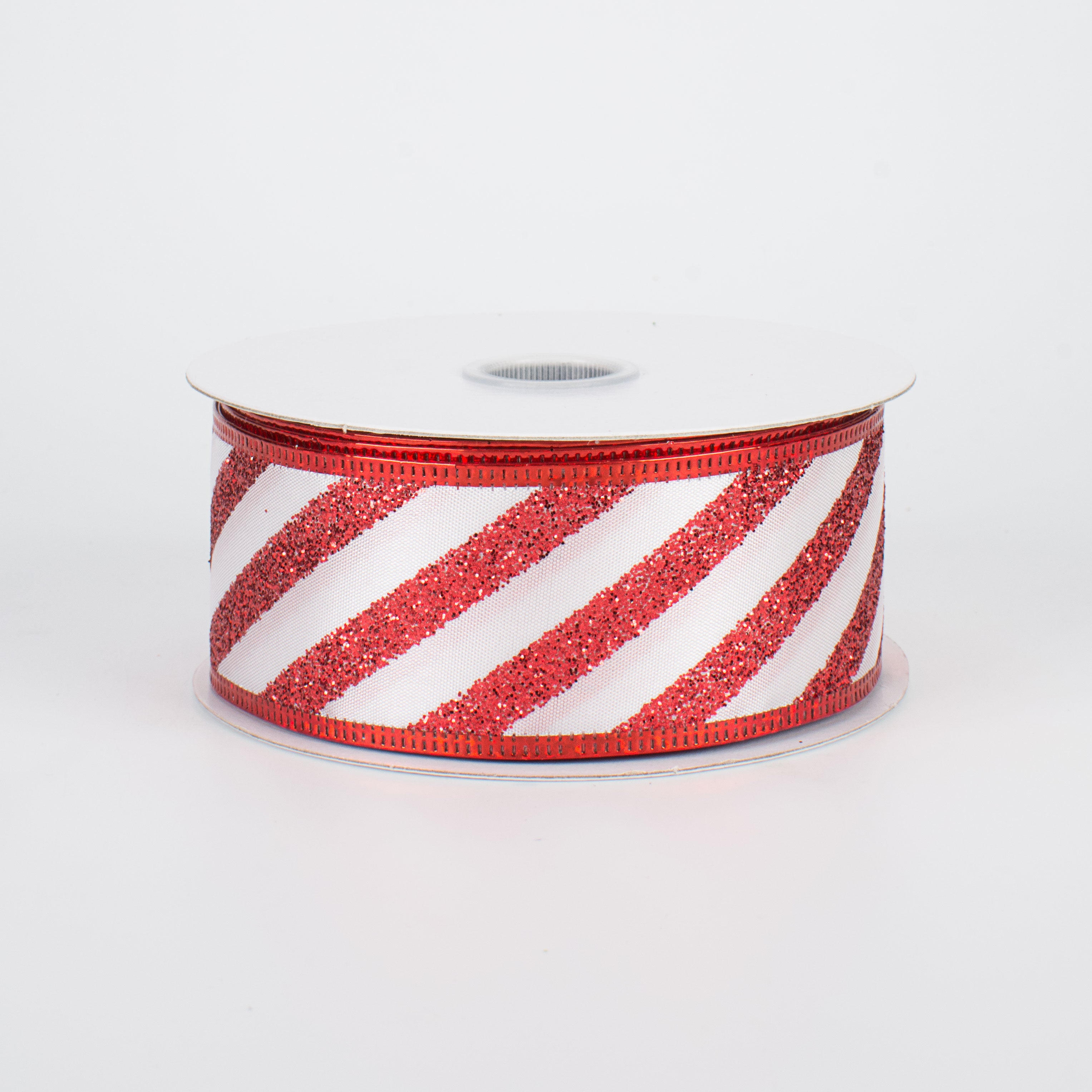 1.5" Glitter Candy Cane Stripe Ribbon (10 Yards)