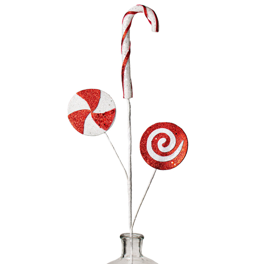 30" Glitter Candy Spray: Red & White Item Number: XP3643