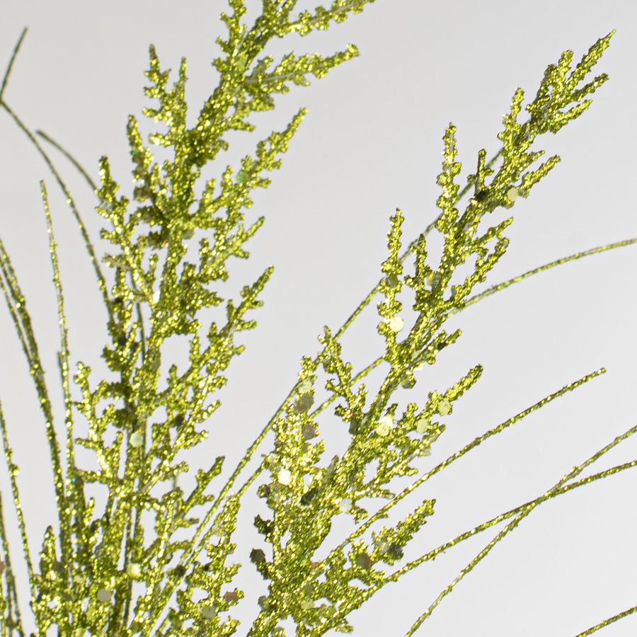 31" Glitter Cedar Grass Spray: Fresh Green Lifestyle Photo
