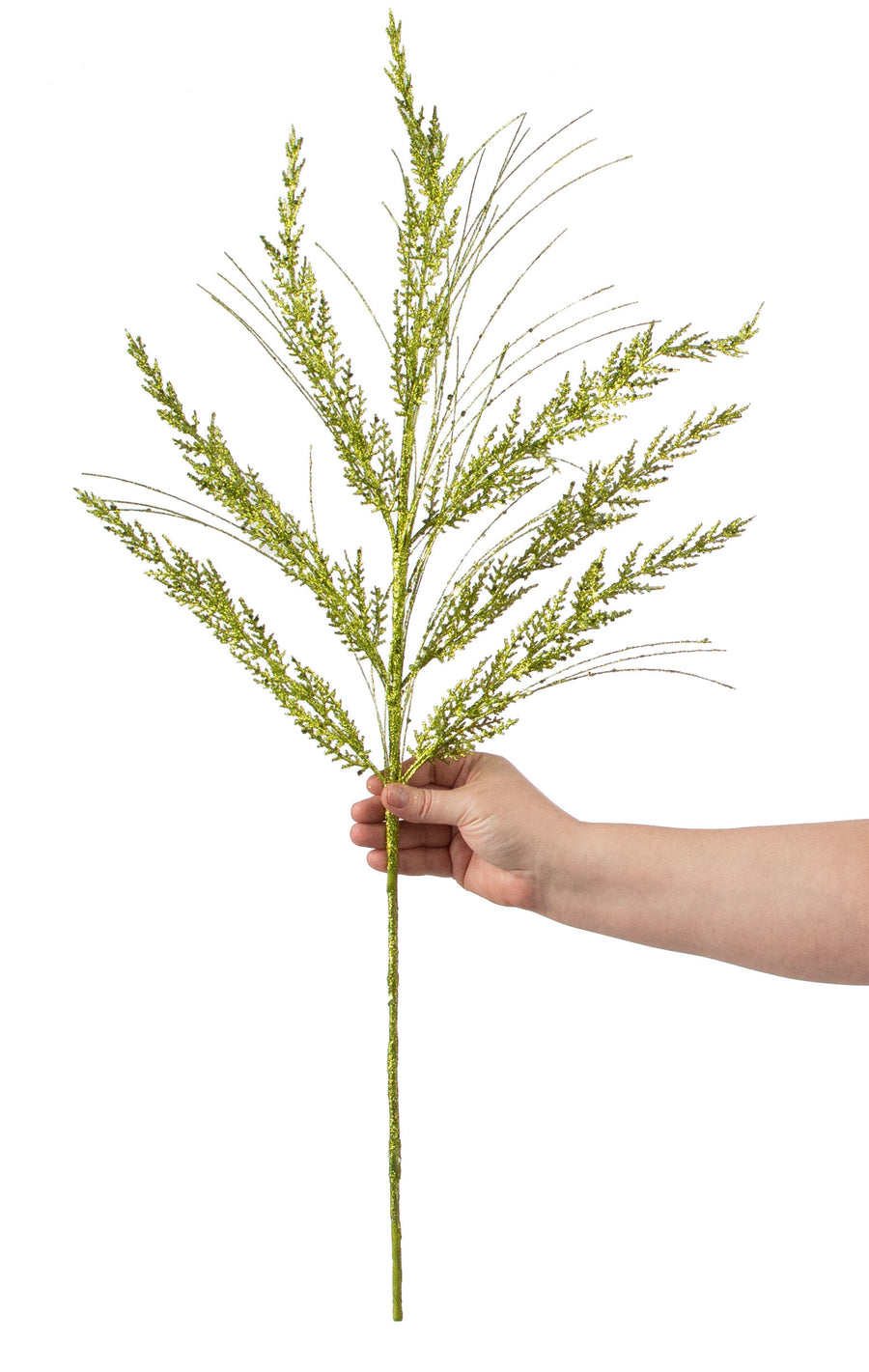 31" Glitter Cedar Grass Spray: Fresh Green detail photo 3