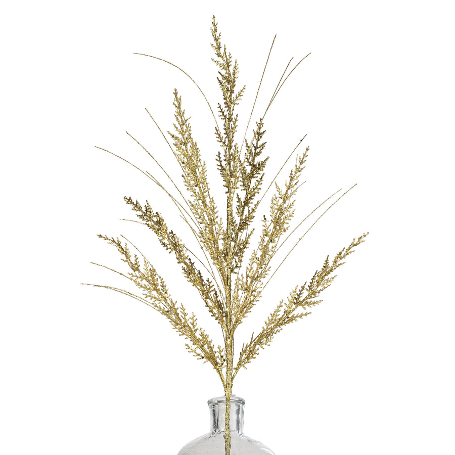 31" Glitter Cedar Grass Spray: Gold Item Number: 172501