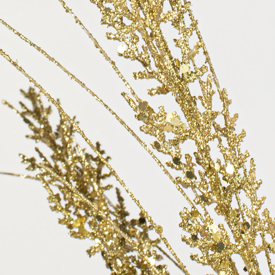 31" Glitter Cedar Grass Spray: Gold Lifestyle Photo