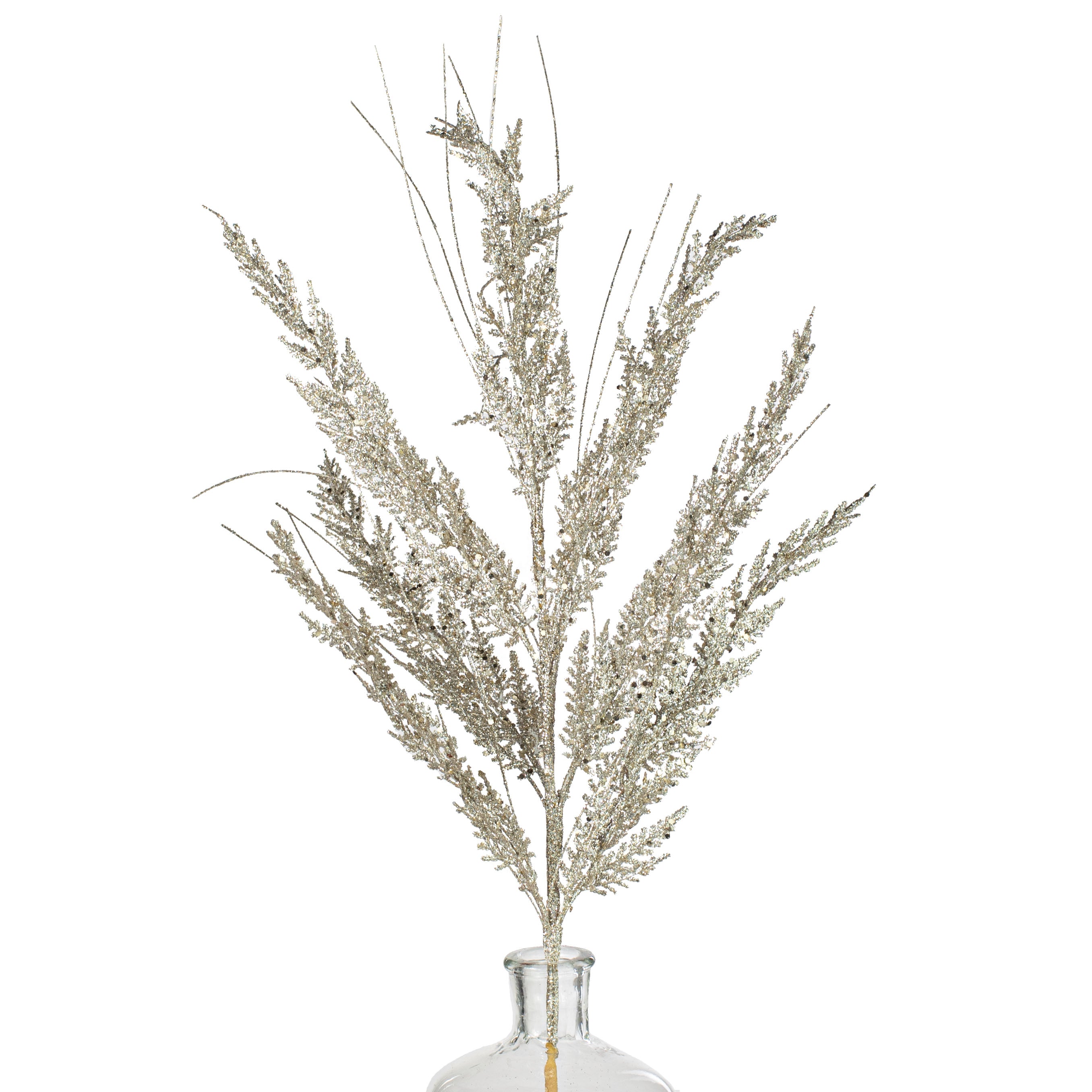 31" Glitter Cedar Grass Spray: Platinum Item Number: 172502