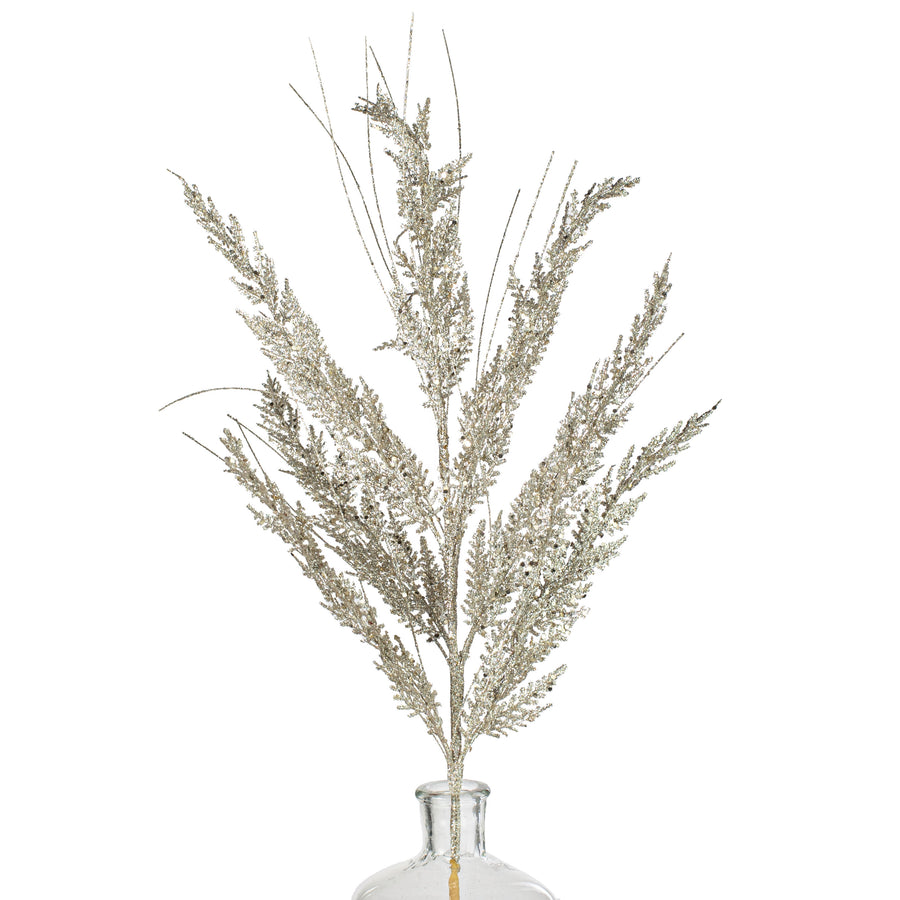 31" Glitter Cedar Grass Spray: Platinum Item Number: 172502