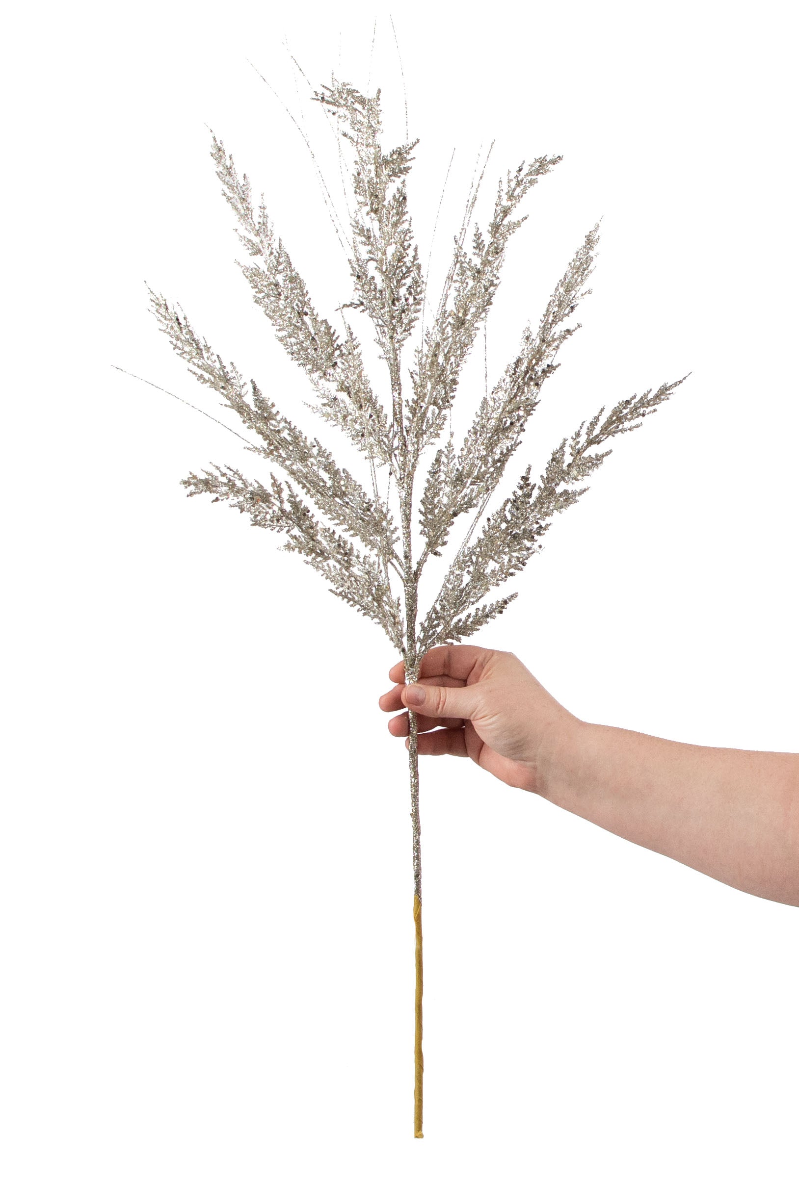 31" Glitter Cedar Grass Spray: Platinum detail photo 3