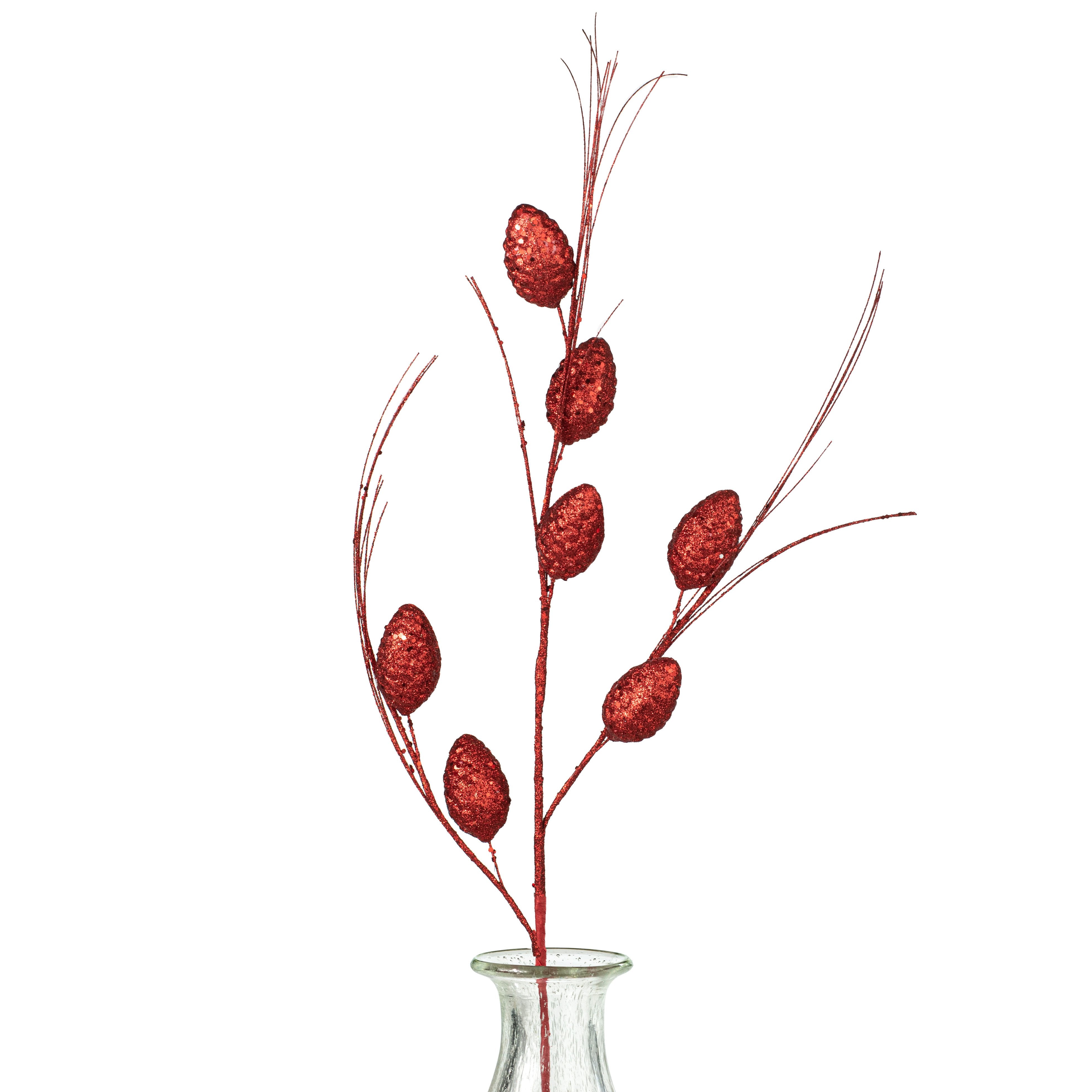 33" Glitter Cone Grass Spray: Red Item Number: 280537