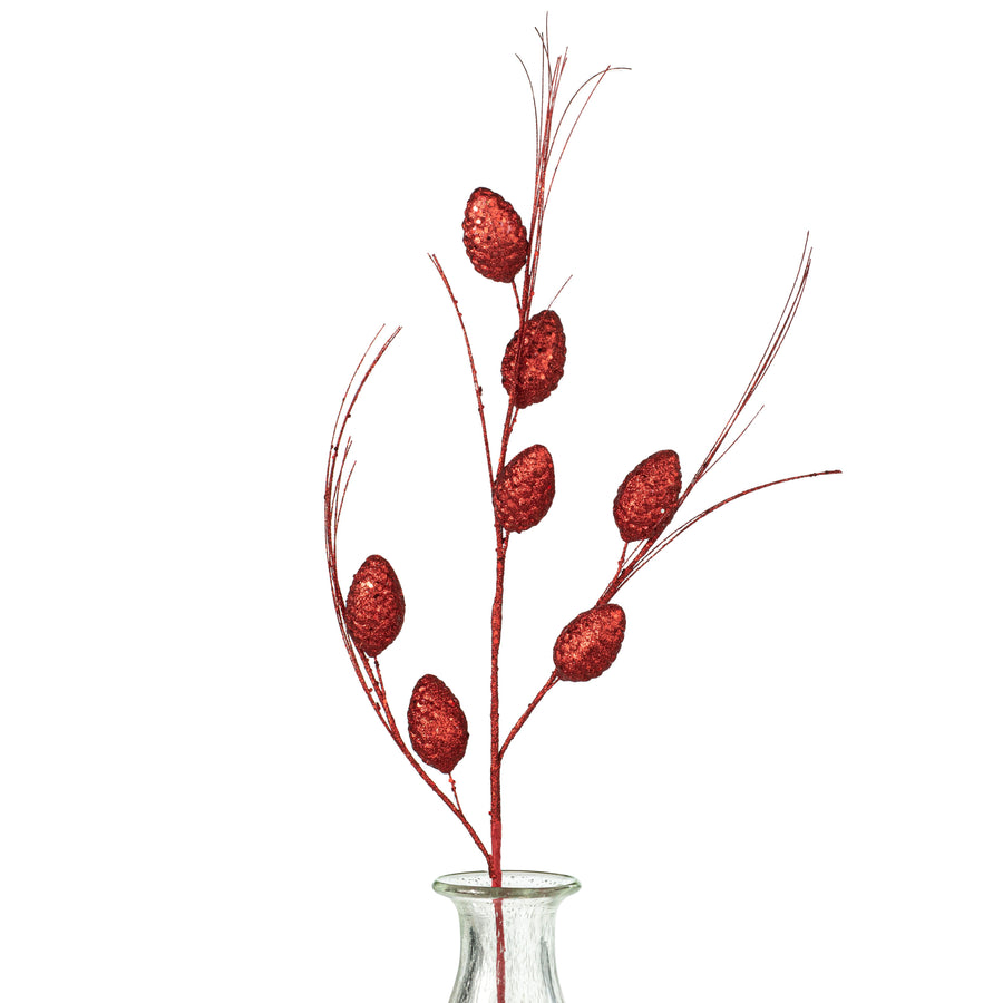 33" Glitter Cone Grass Spray: Red Item Number: 280537