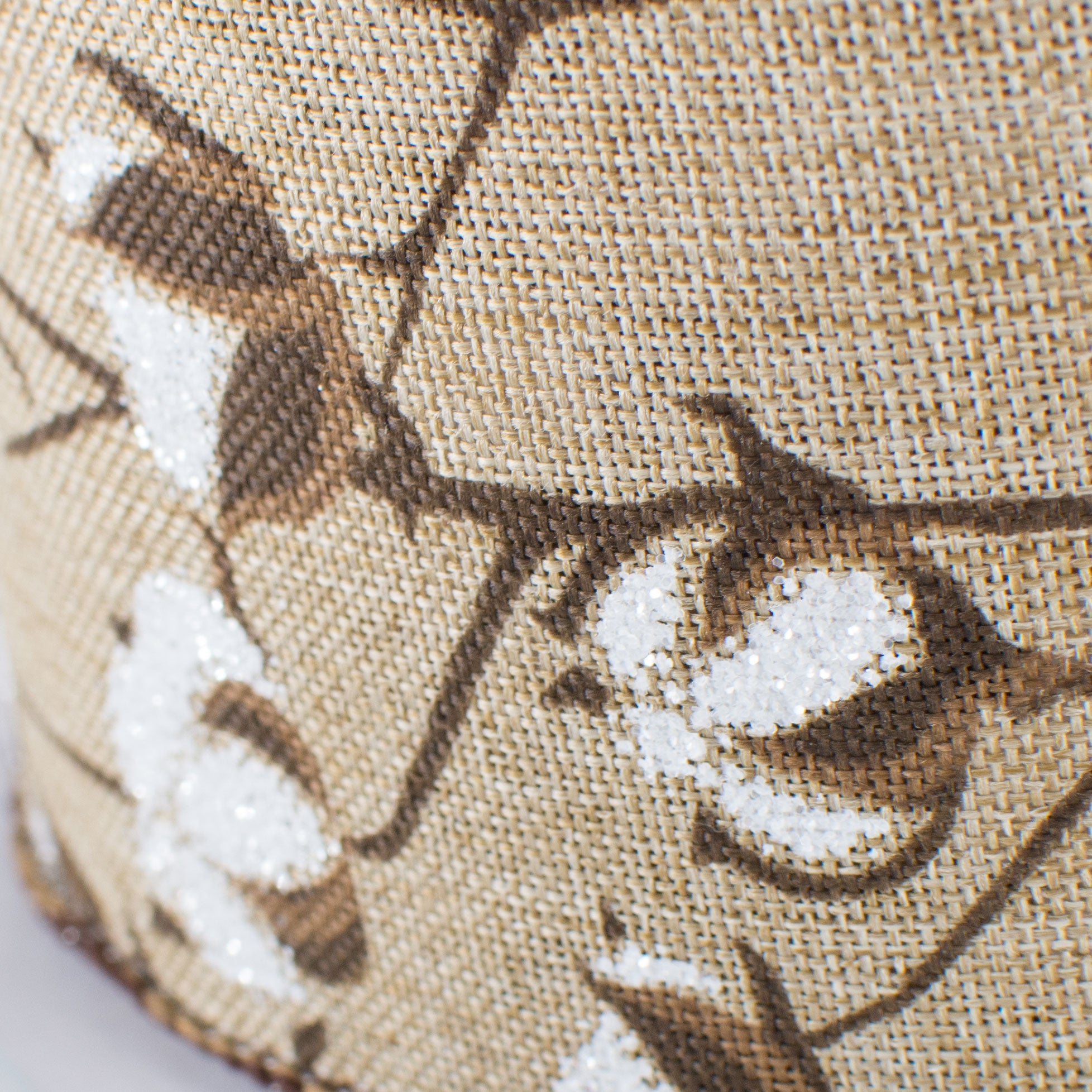 2.5" Glitter Cotton Boll Ribbon: Beige (10 Yards) detail photo 3