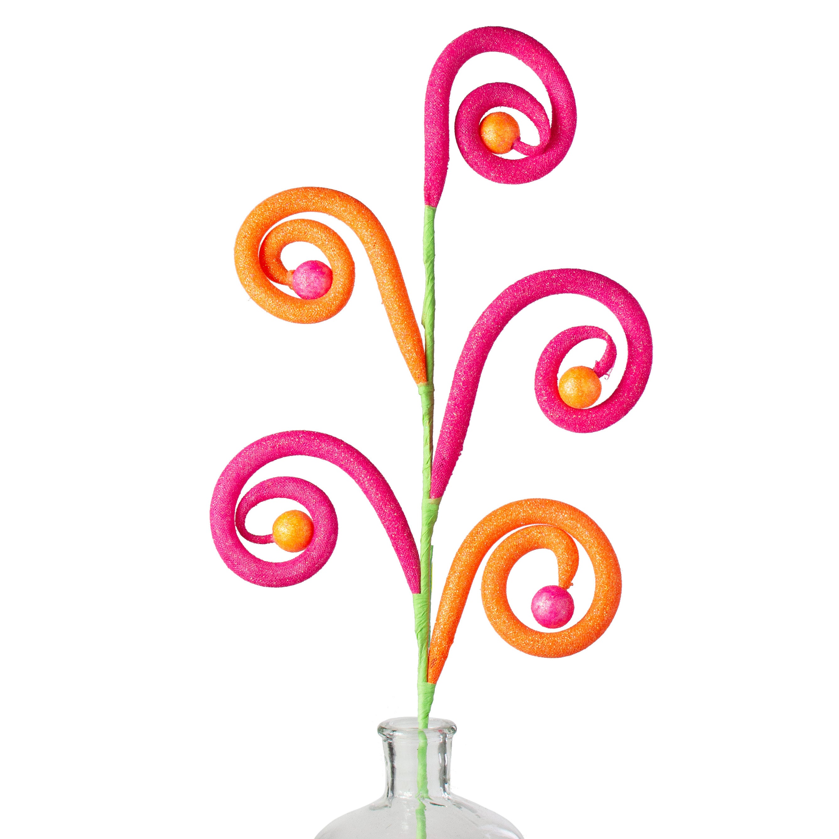 27" Glitter Curl Ball Spray: Fuchsia & Orange Item Number: 63440BTOR