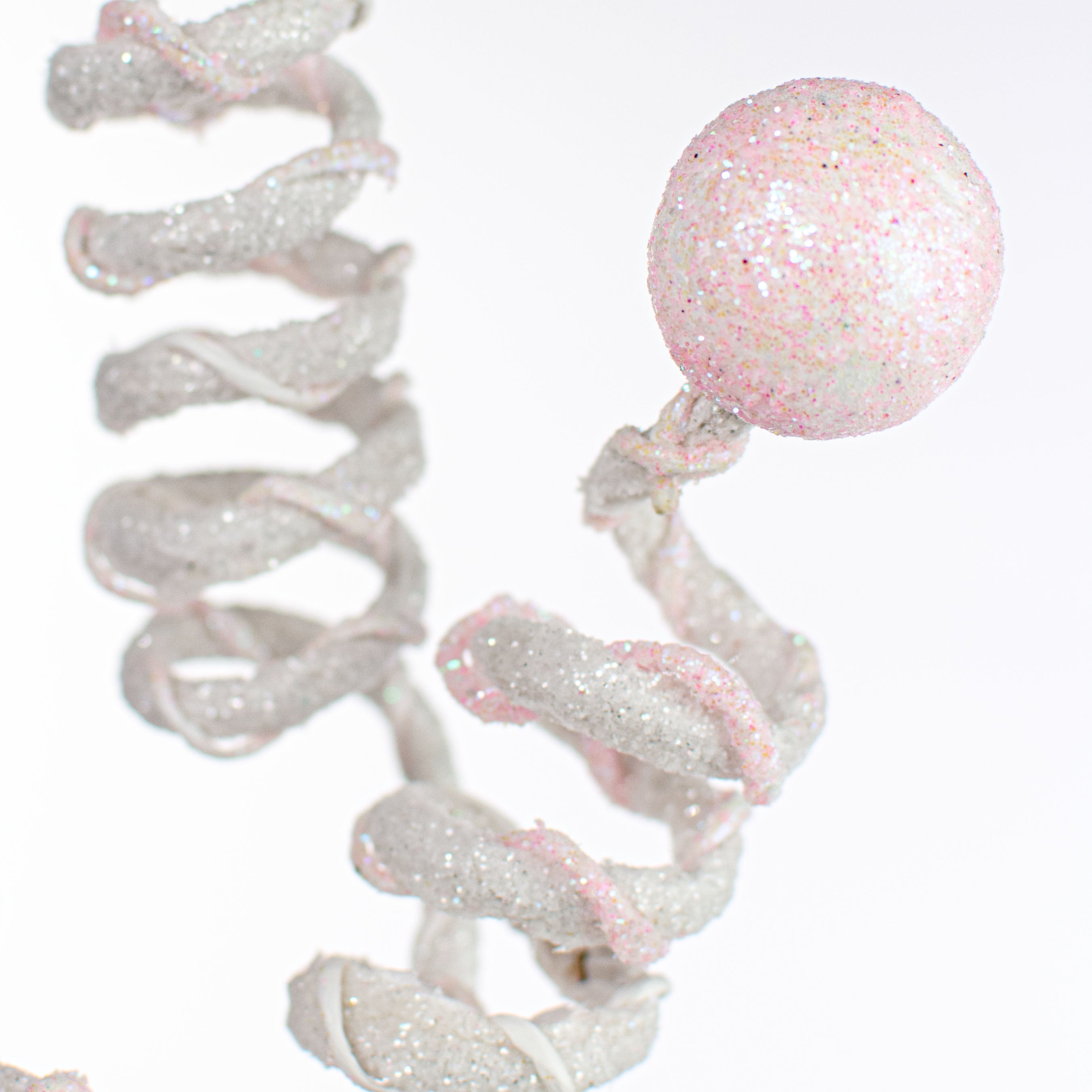 29" Glitter Curl Ball Spray: Light Pink & White Lifestyle Photo