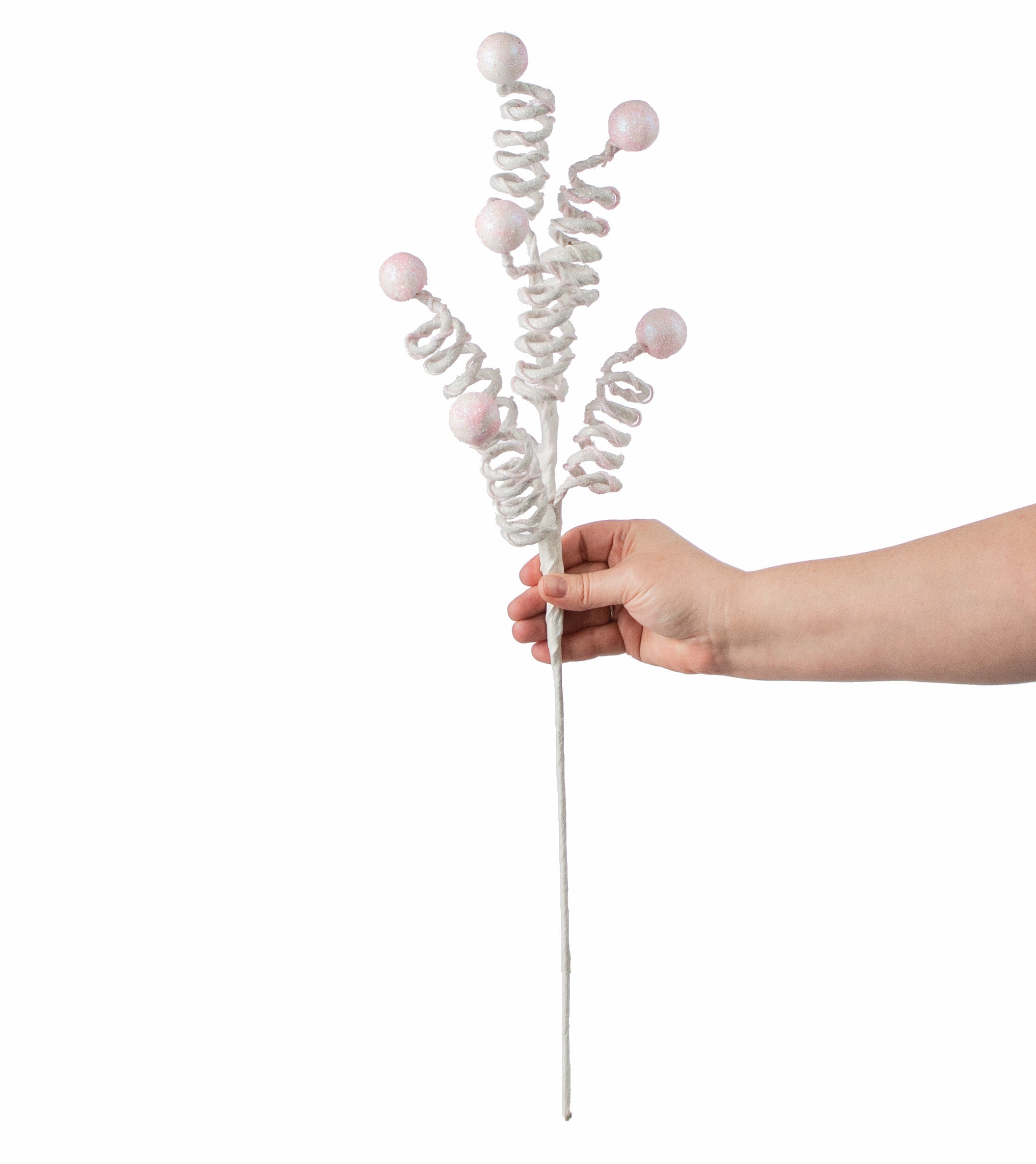 29" Glitter Curl Ball Spray: Light Pink & White detail photo 3