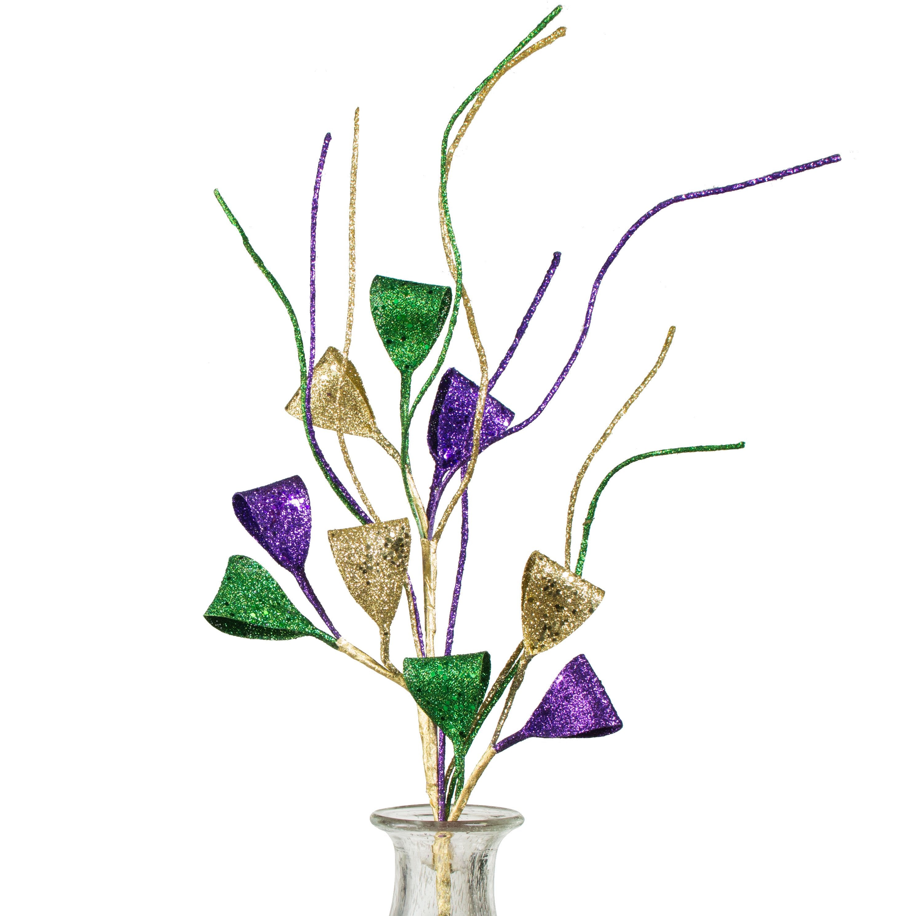 32" Glitter Curled Ribbon Spray: Mardi Gras Item Number: HG3100