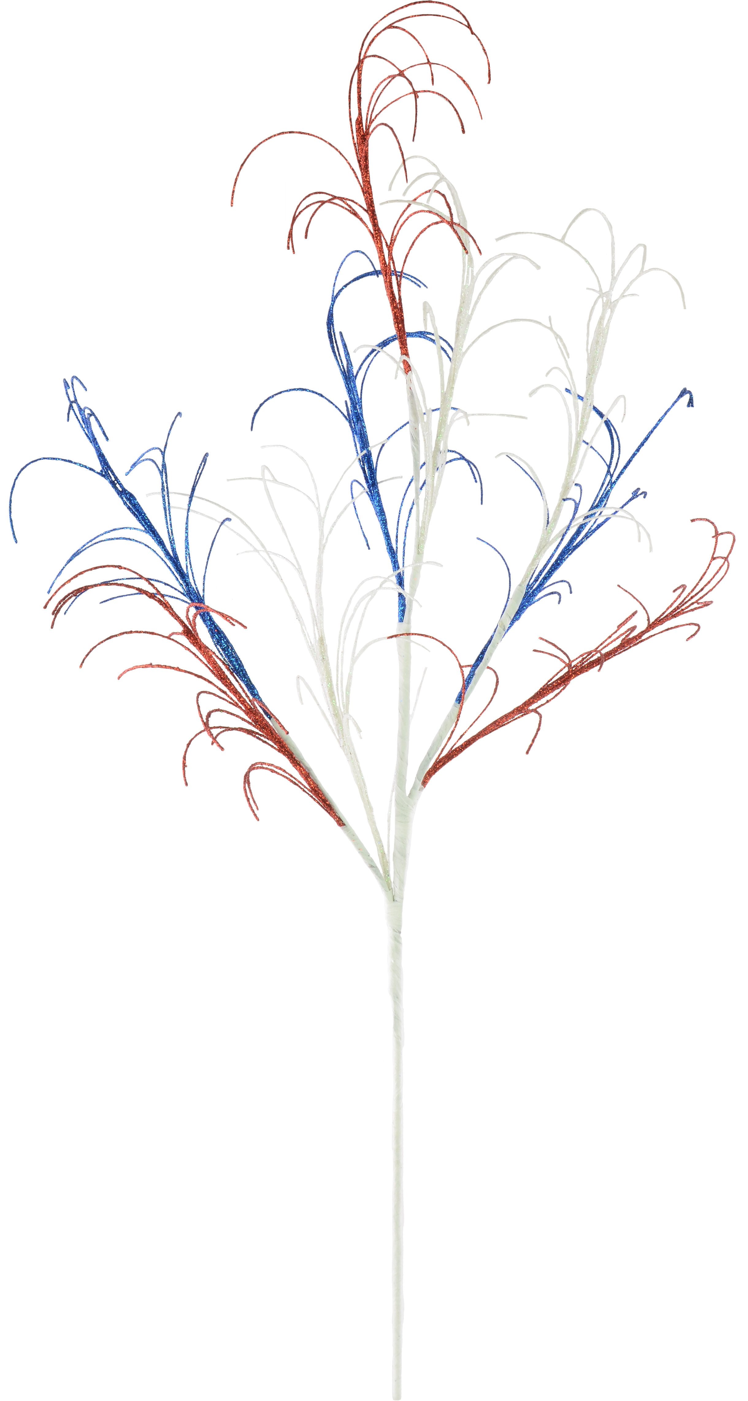 Glitter Curled Twig Spray: Red, White, Blue (35") detail photo 4