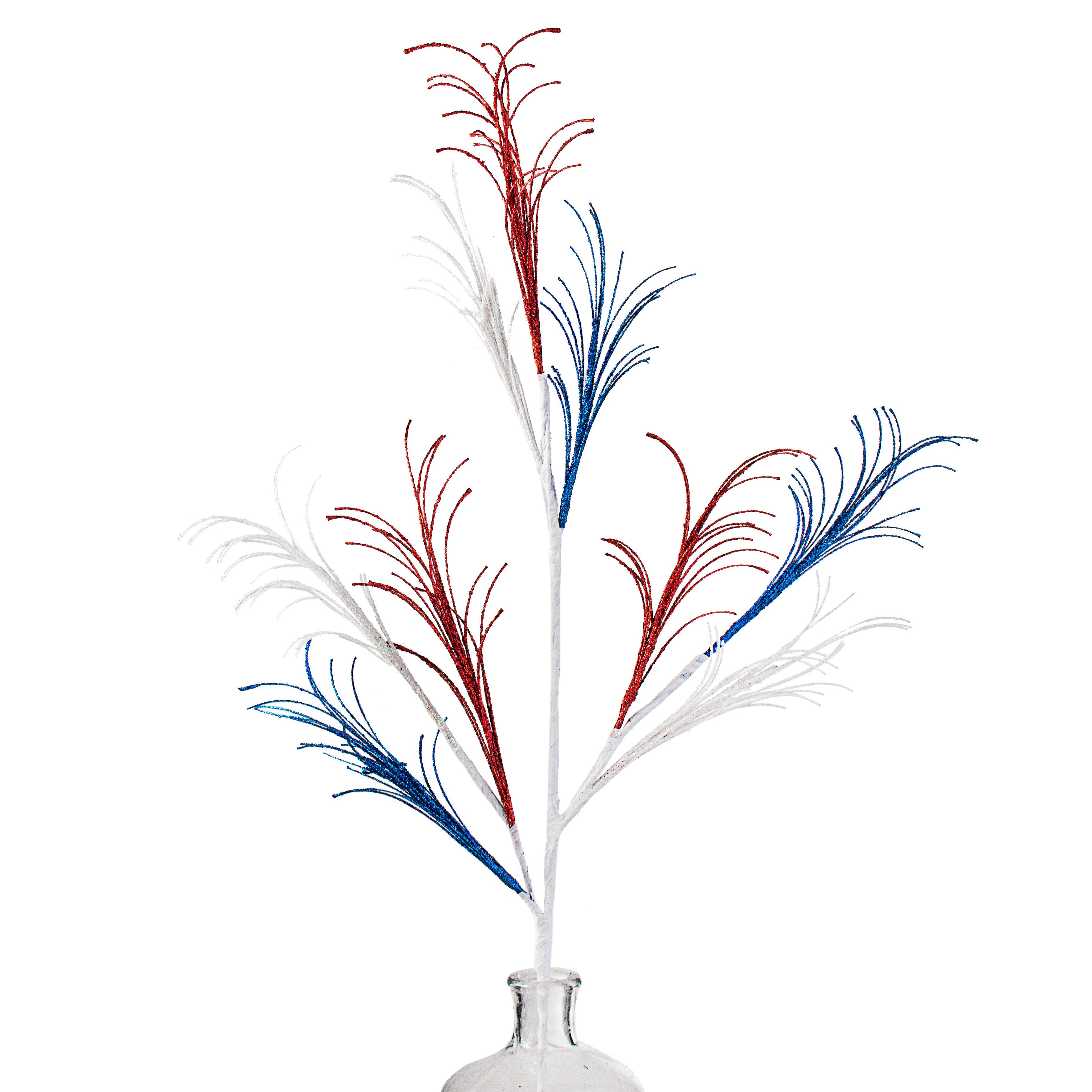 Glitter Curled Twig Spray: Red, White, Blue (35") Item Number: XS9274P9