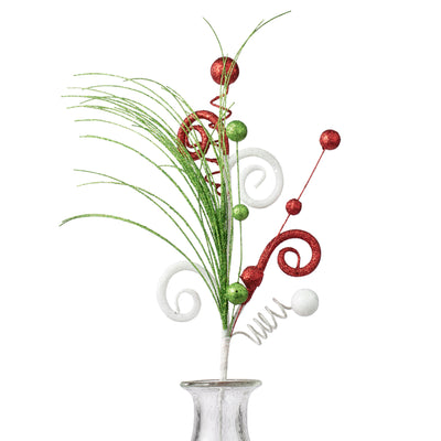 18" Glitter Curly Ball Pick: Christmas Item Number: 82509RWG