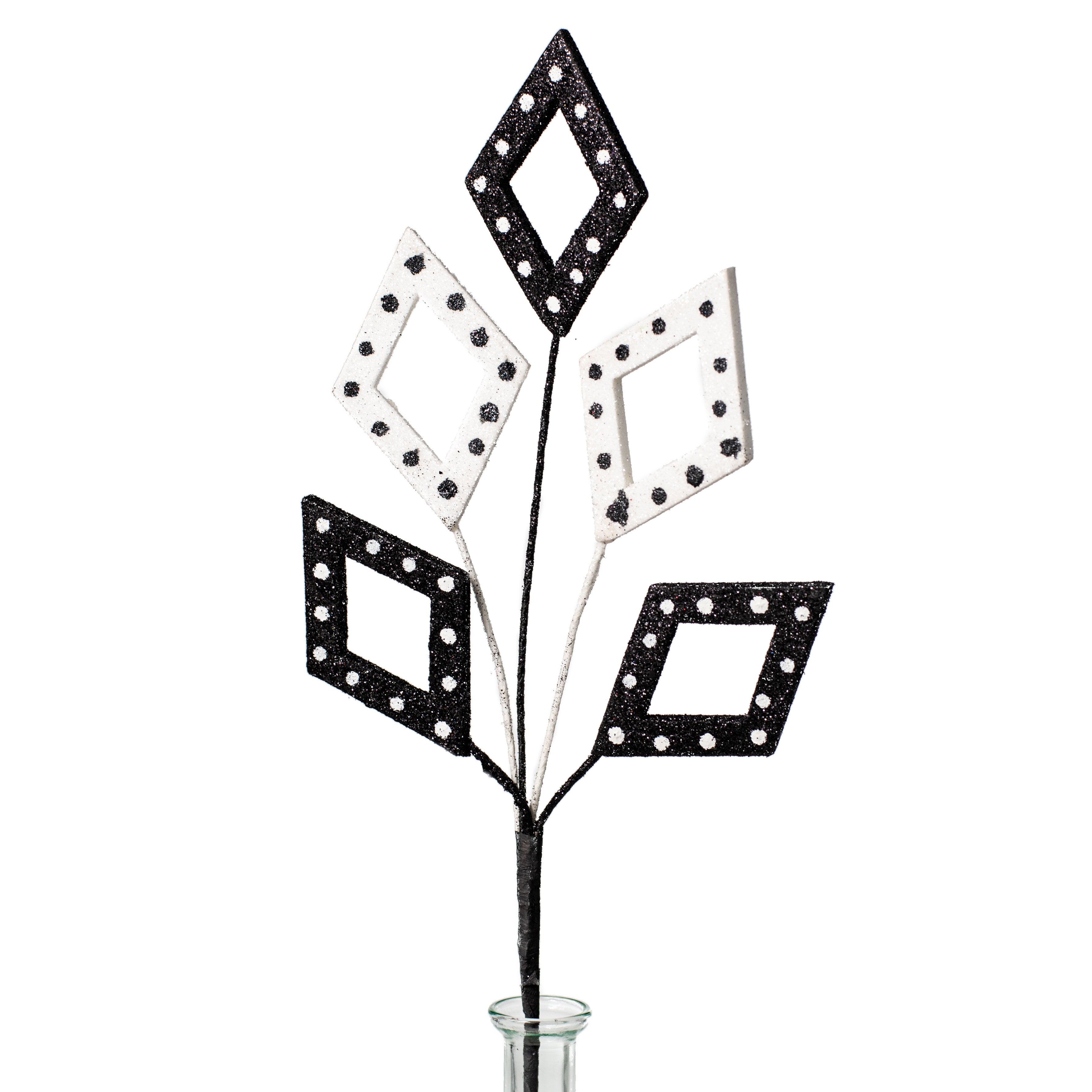 20" Glitter Diamond Polkadot Pick: Black & White Item Number: 84856BKWT