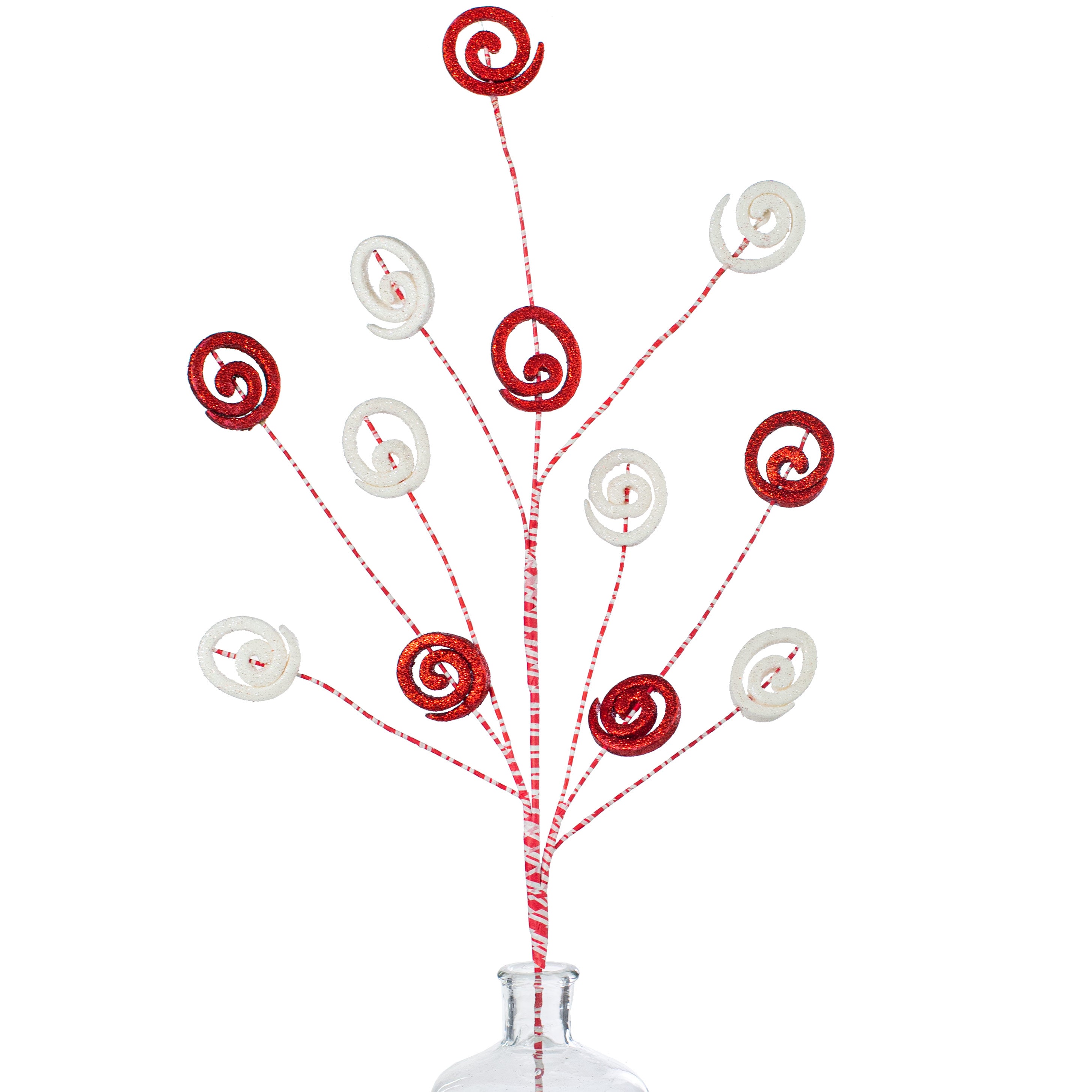 33" Glitter Disc Spray: Red & White Candy Stripe Item Number: 201080