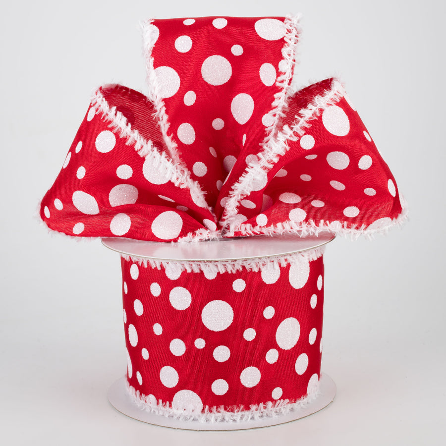 2.5" Glitter Dots Snow Edge Ribbon: Red & White (10 Yards) Lifestyle Photo