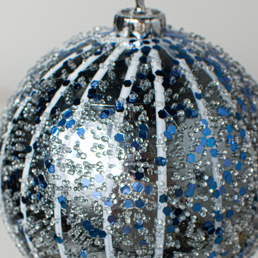 4" Glitter Drip Ball Ornament: Periwinkle Blue detail photo 3