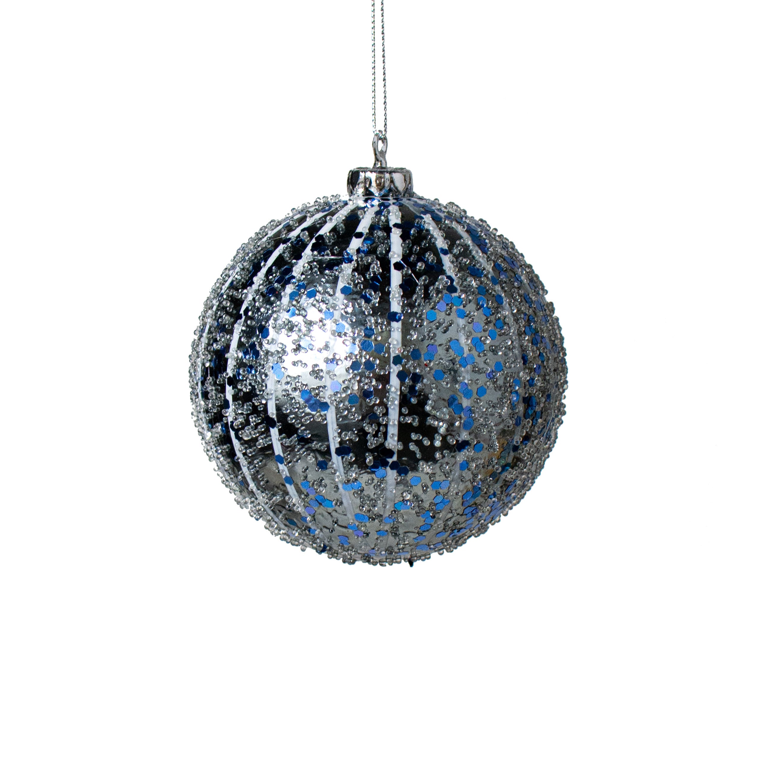 4" Glitter Drip Ball Ornament: Periwinkle Blue Item Number: 105827
