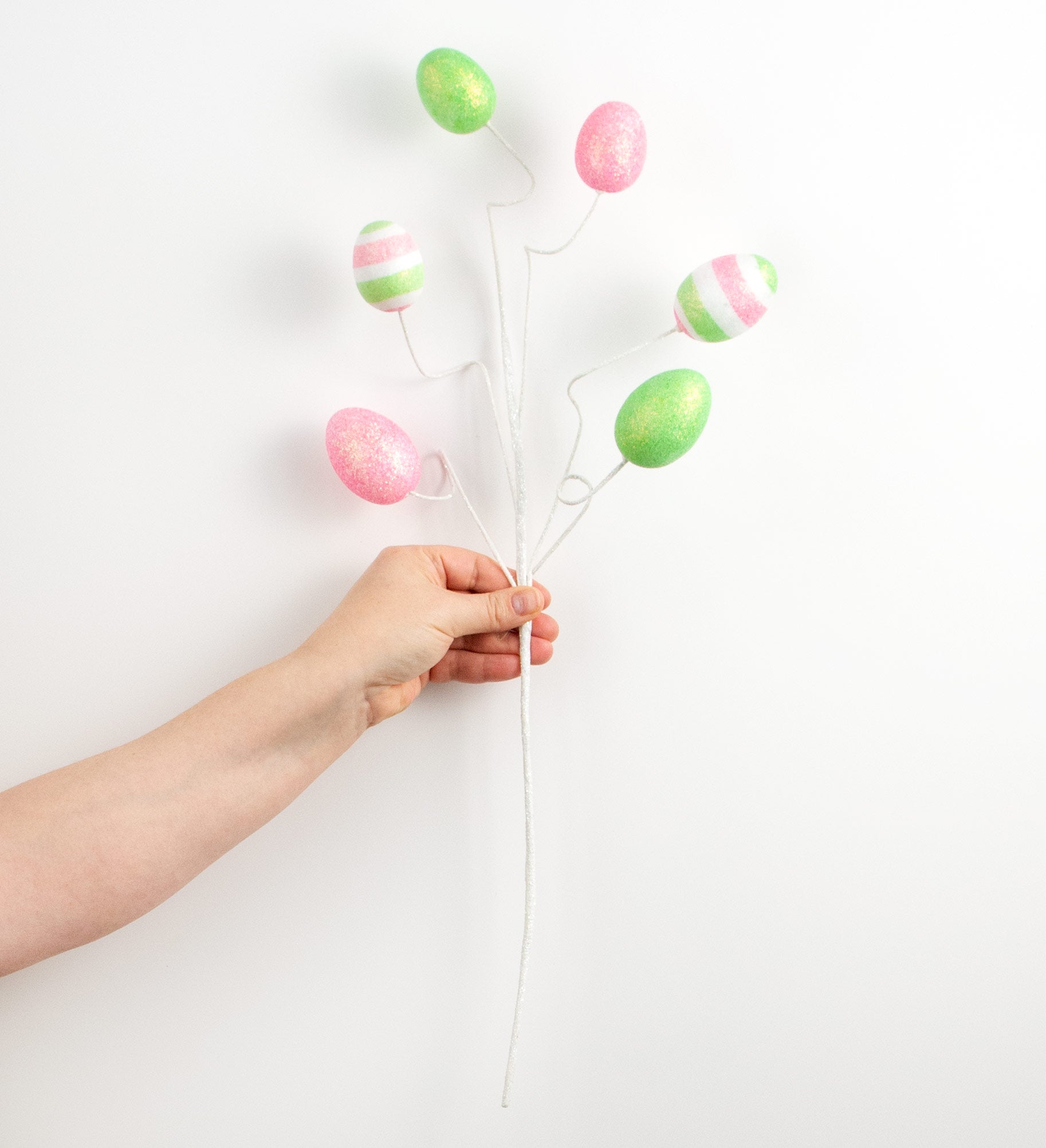 19" Glitter Easter Egg Spray: Pink & Light Green detail photo 3