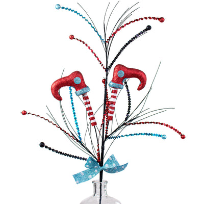 36" Glitter Elf Leg Spray: Red, Black, Turquoise Item Number: XP3630K5