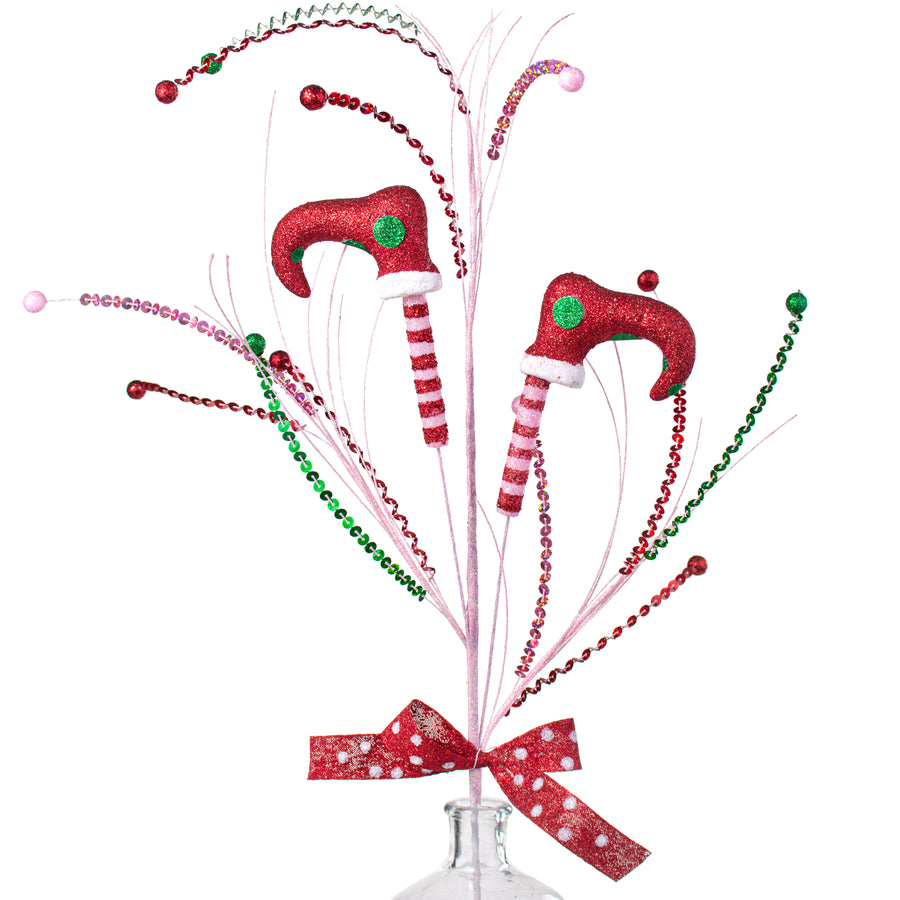 36" Glitter Elf Leg Spray: Red, Light Pink, Emerald Item Number: XP3630J9