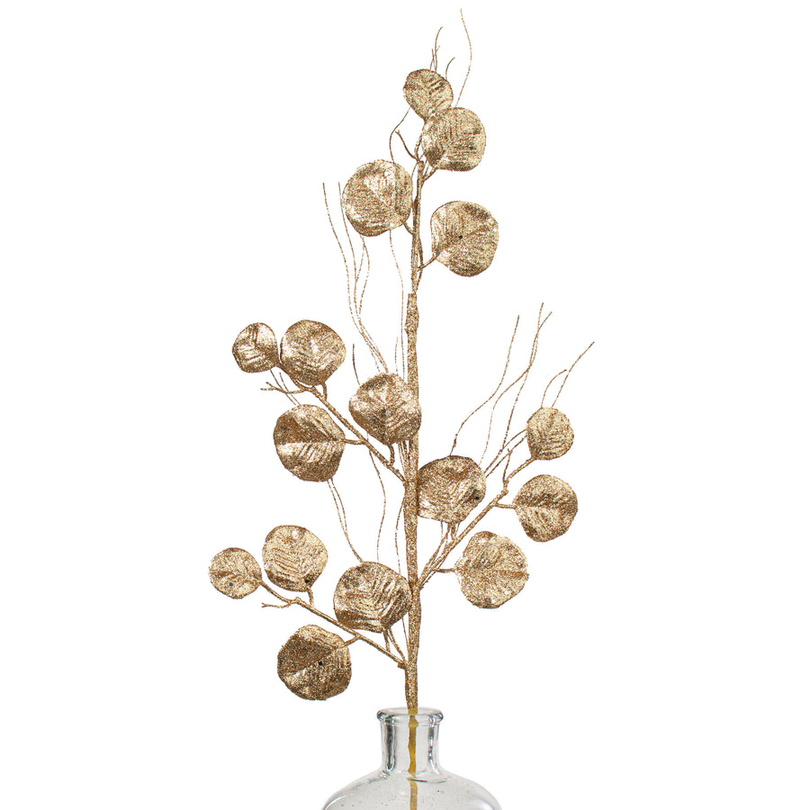 29" Glitter Eucalyptus Spray: Champagne Item Number: 134160