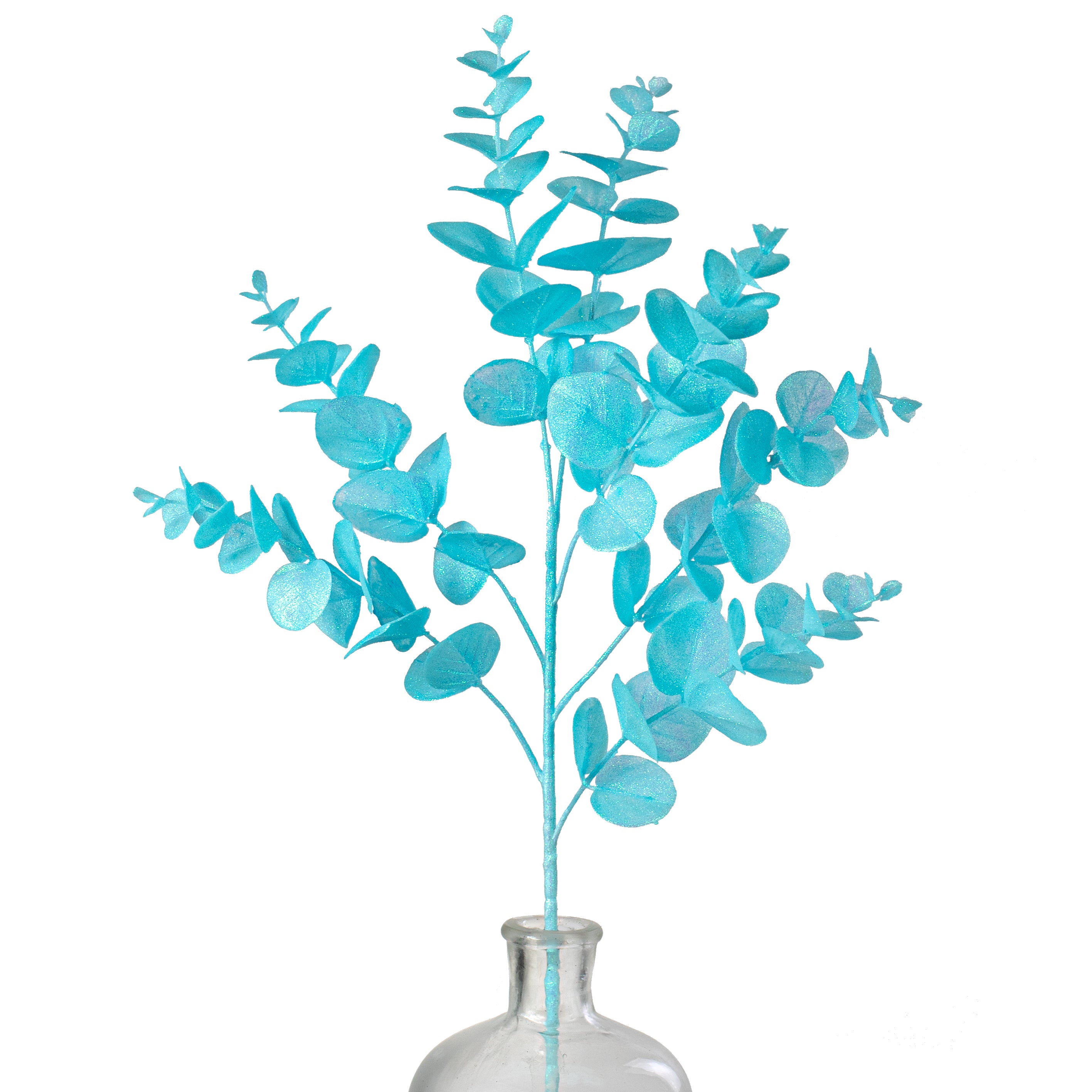 24" Glitter Eucalyptus Spray: Iridescent Ice Blue Item Number: XS236252