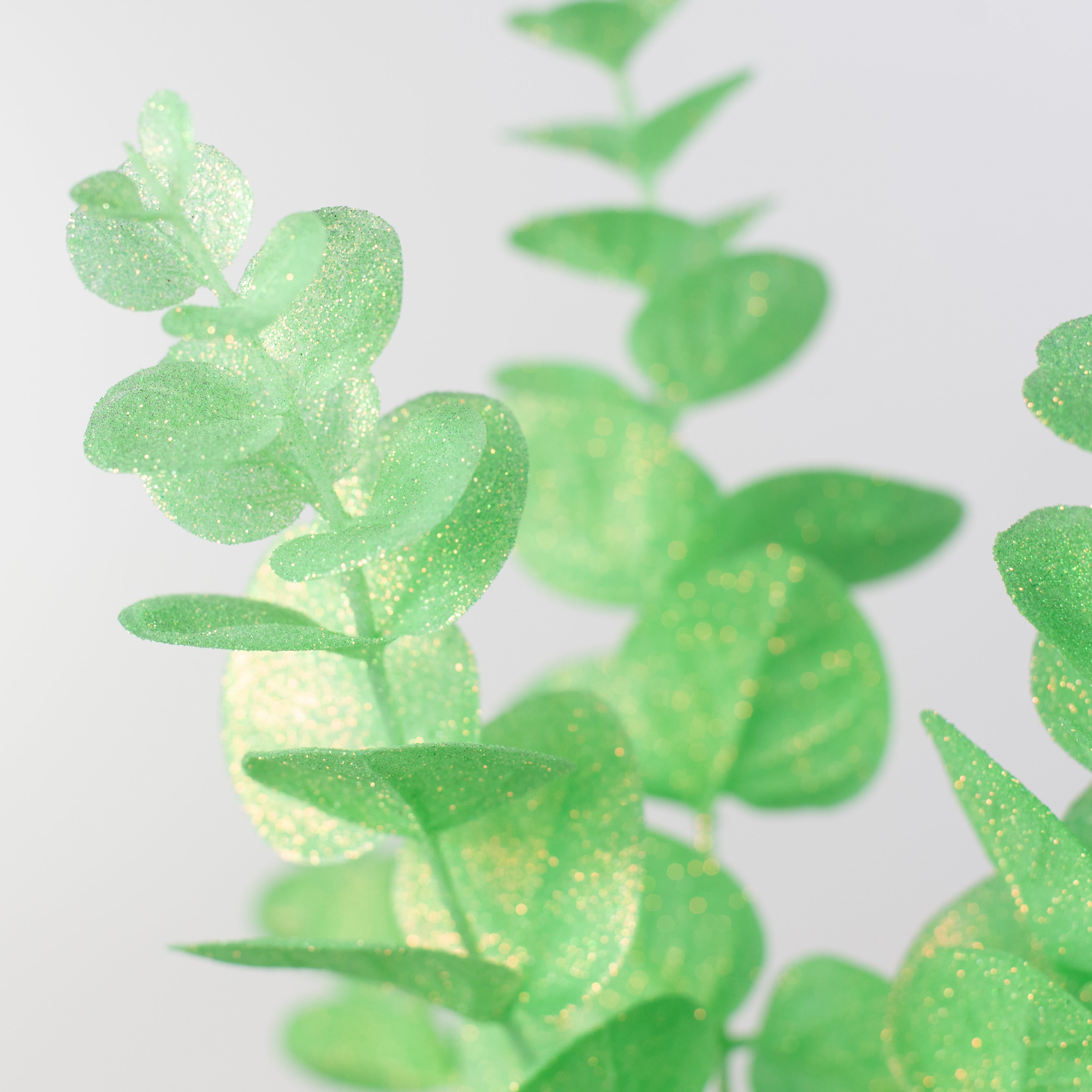 24" Glitter Eucalyptus Spray: Iridescent Mint Green detail photo 4