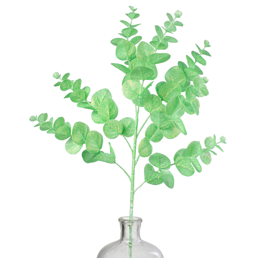 24" Glitter Eucalyptus Spray: Iridescent Mint Green Item Number: XS236233