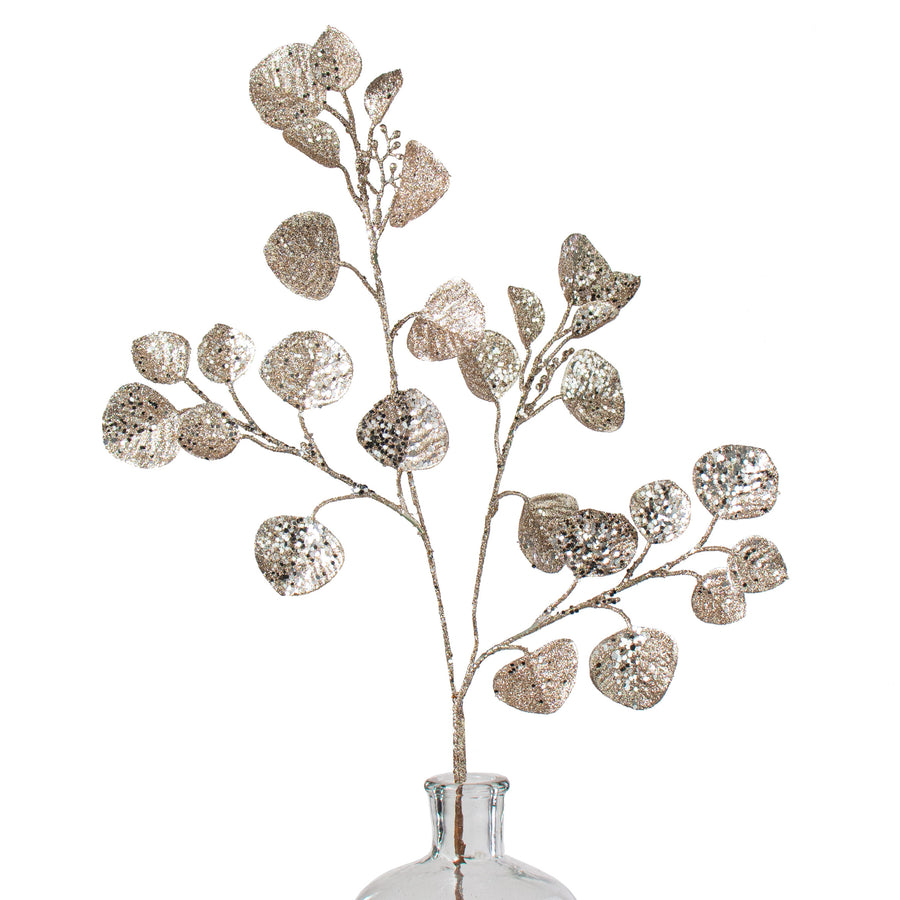 27" Glitter Eucalyptus Spray: Platinum Item Number: 282704